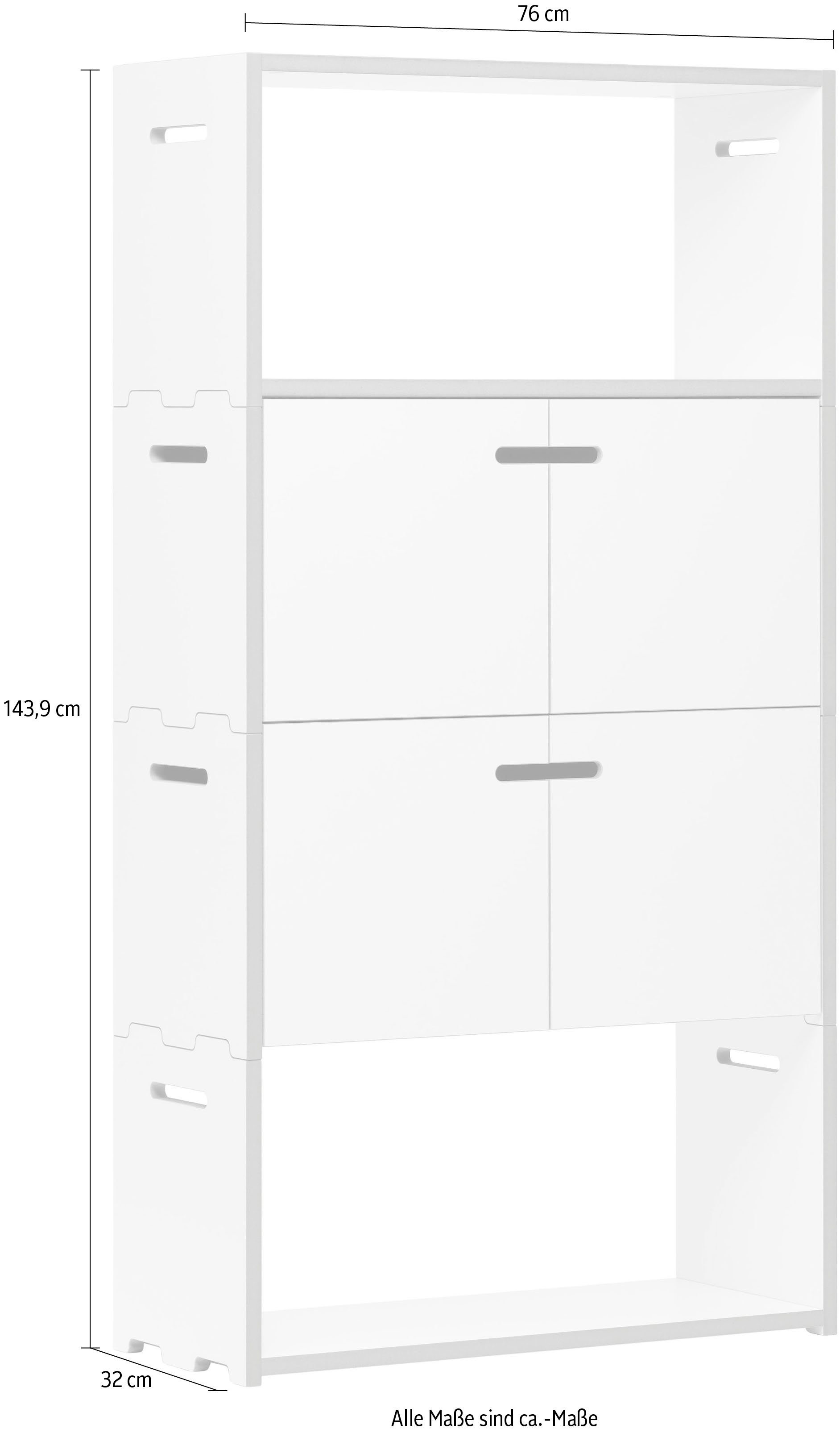 Tojo Mehrzweckregal Farben, 2x2-Set, in 76/143,9 hochstapler cm Breite/Höhe: weiß zwei