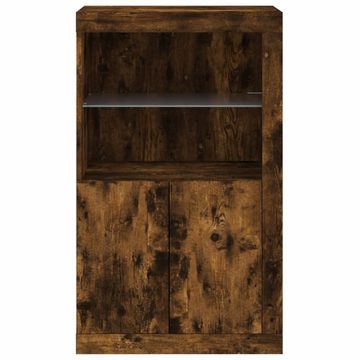 vidaXL Fächerschrank Beistellschrank mit LED-Leuchten Räuchereiche Holzwerkstoff (1-St)