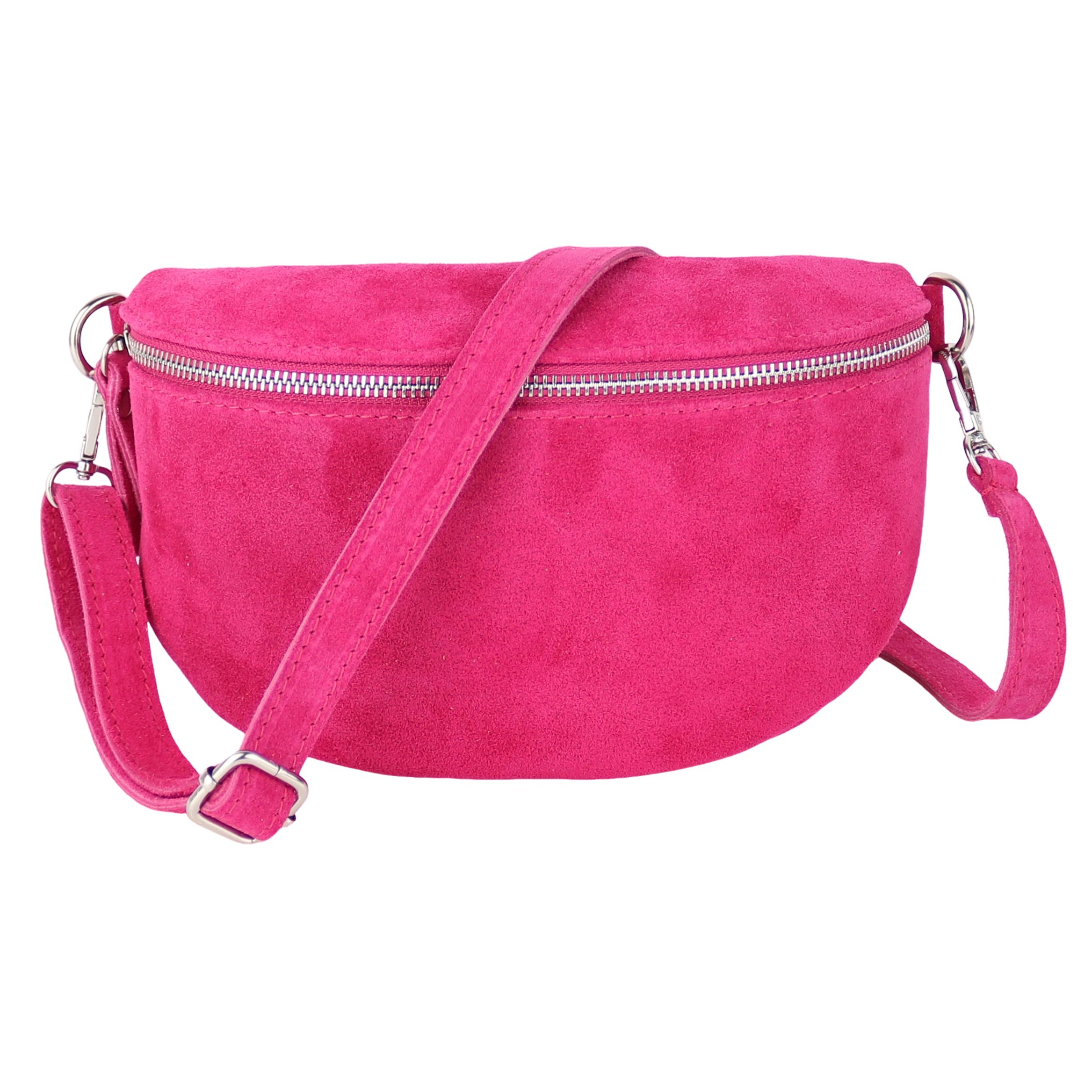 MIRROSI Bauchtasche Damen, Veloursleder, Made in Italy,Umhängetasche; Brusttasche (Schultertasche für jeden Anlass, 28x18x9 cm), Crossbody Bag, Schwarz, gemusterten& verstellbaren Schulterriemen