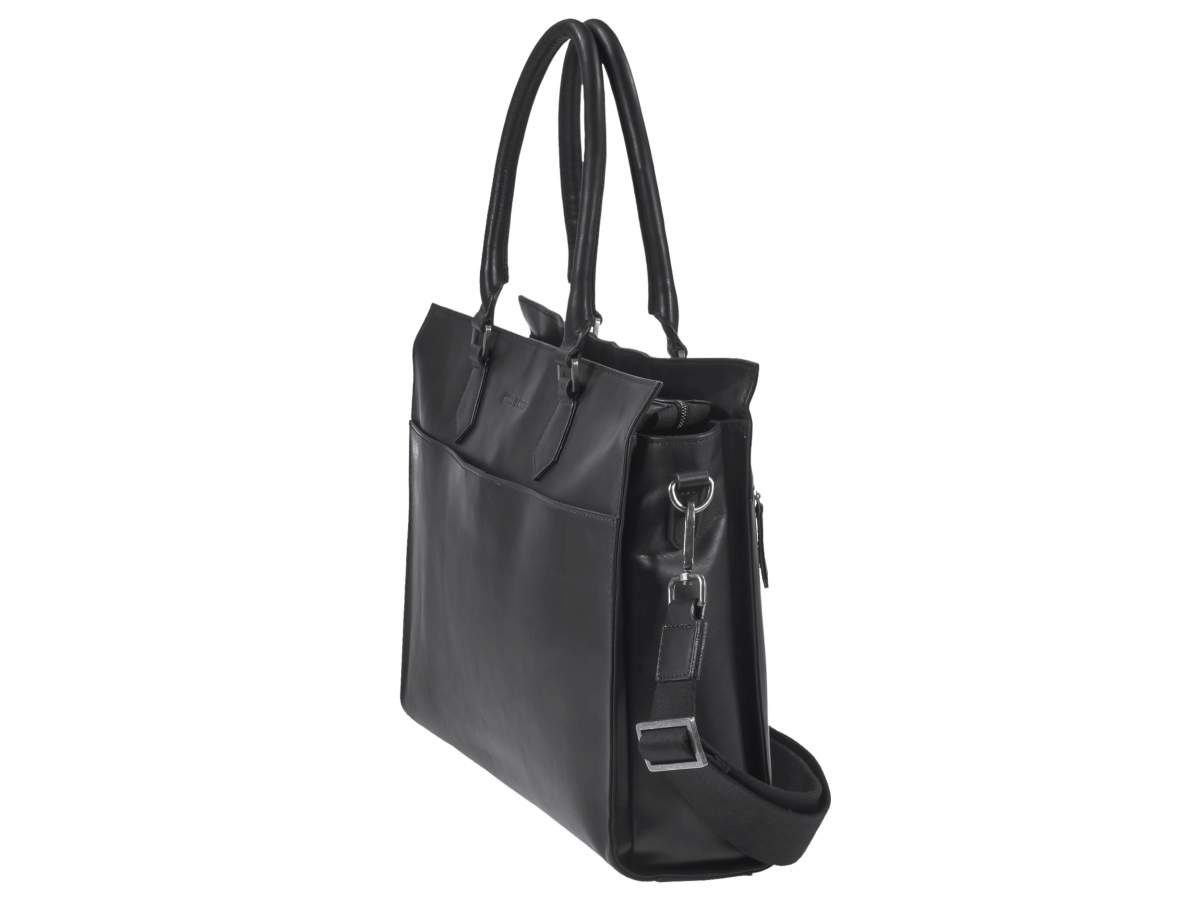 Greenburry Aktentasche Pure Black, Shopper, Hauptfach, Vorfach, Notebookfach 37x24cm, Leder
