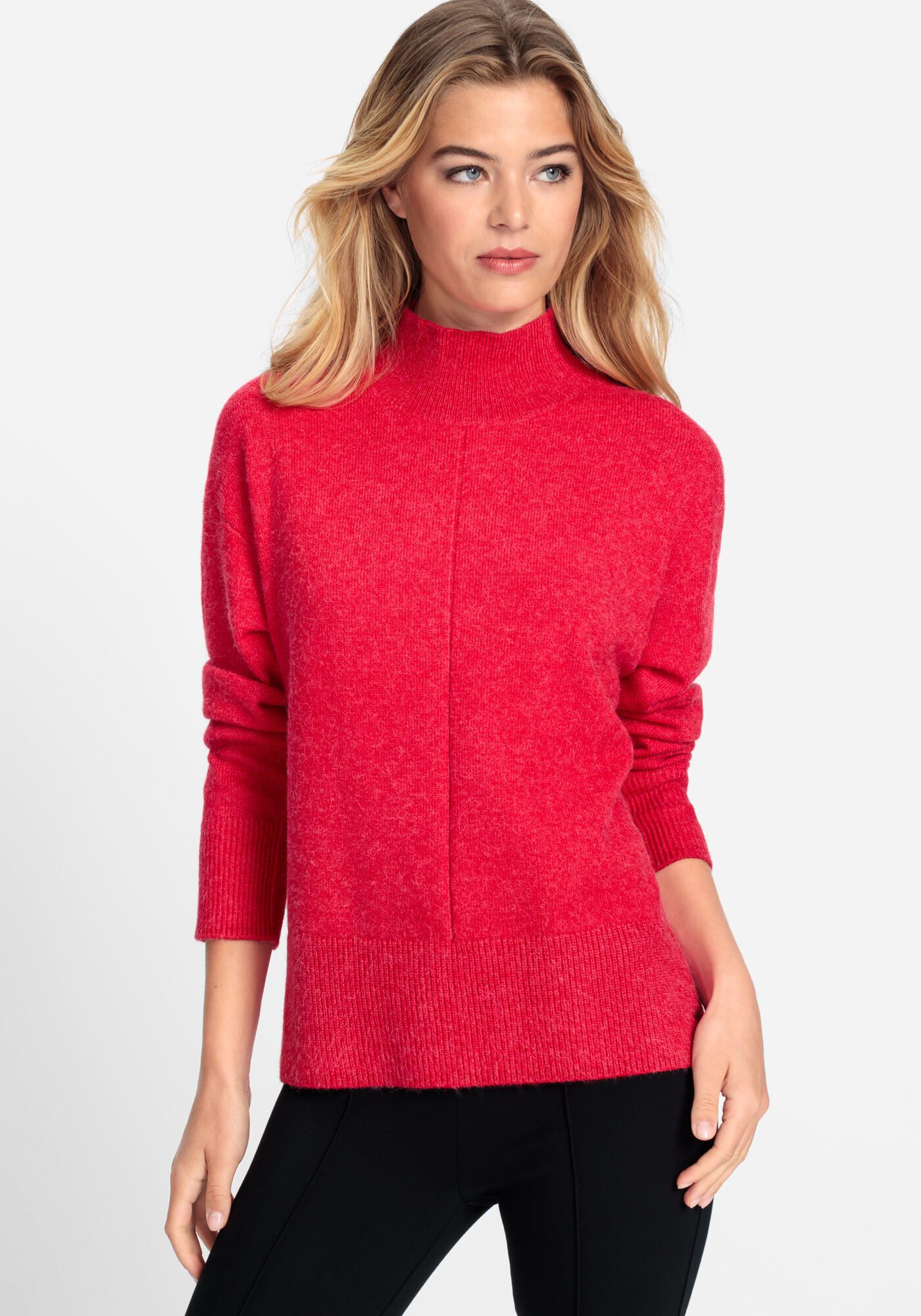 Olsen Stehkragenpullover mit seitlichen Schlitzen am Saum