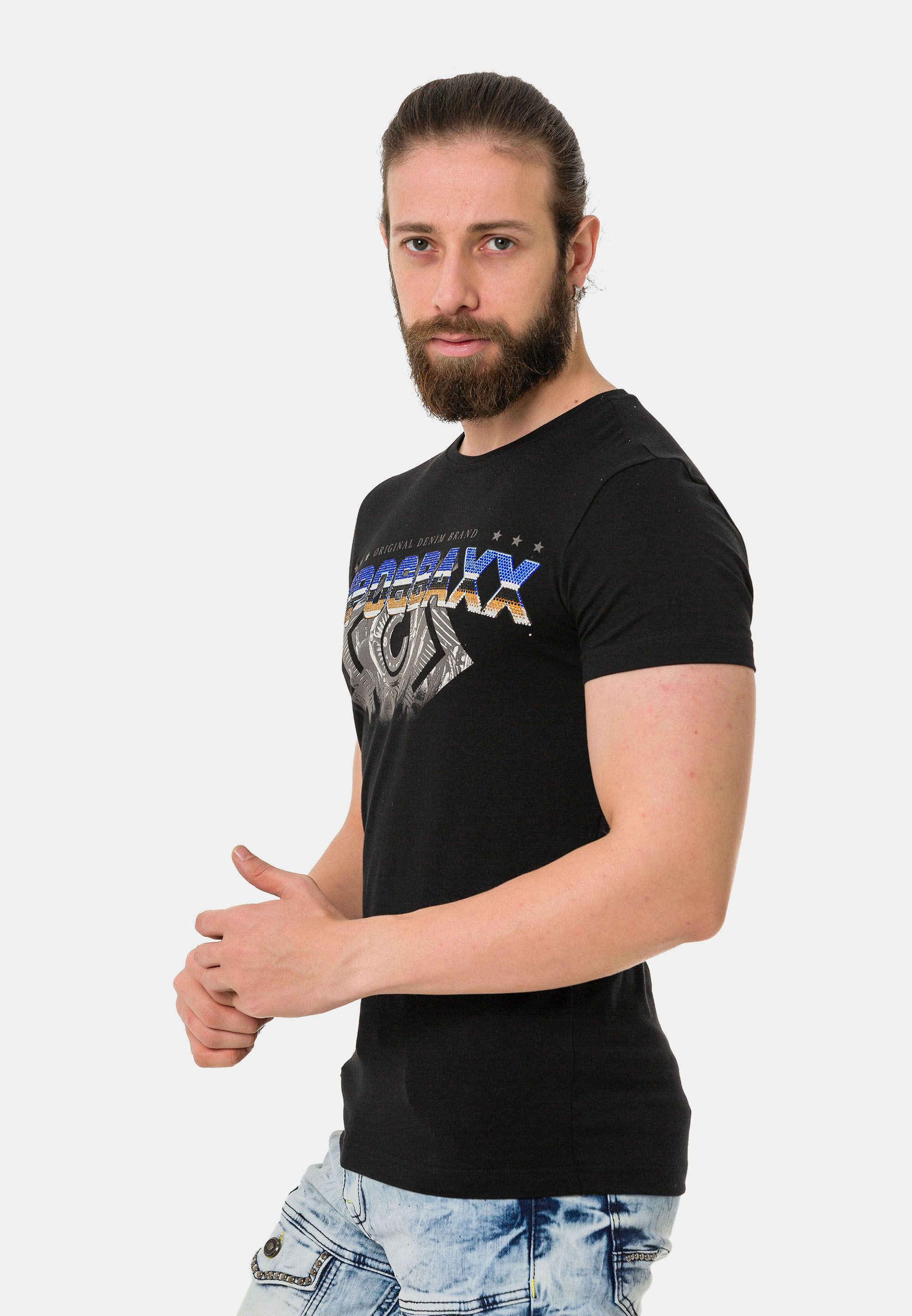 Cipo & Baxx T-Shirt T-Shirt extravaganter Marken-Schriftzug