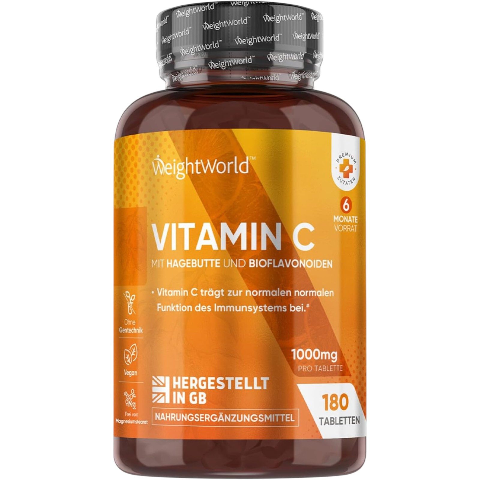 Weight World Vitamin C 1000mg pro Tablette - 180 vegane Tabletten Kapseln