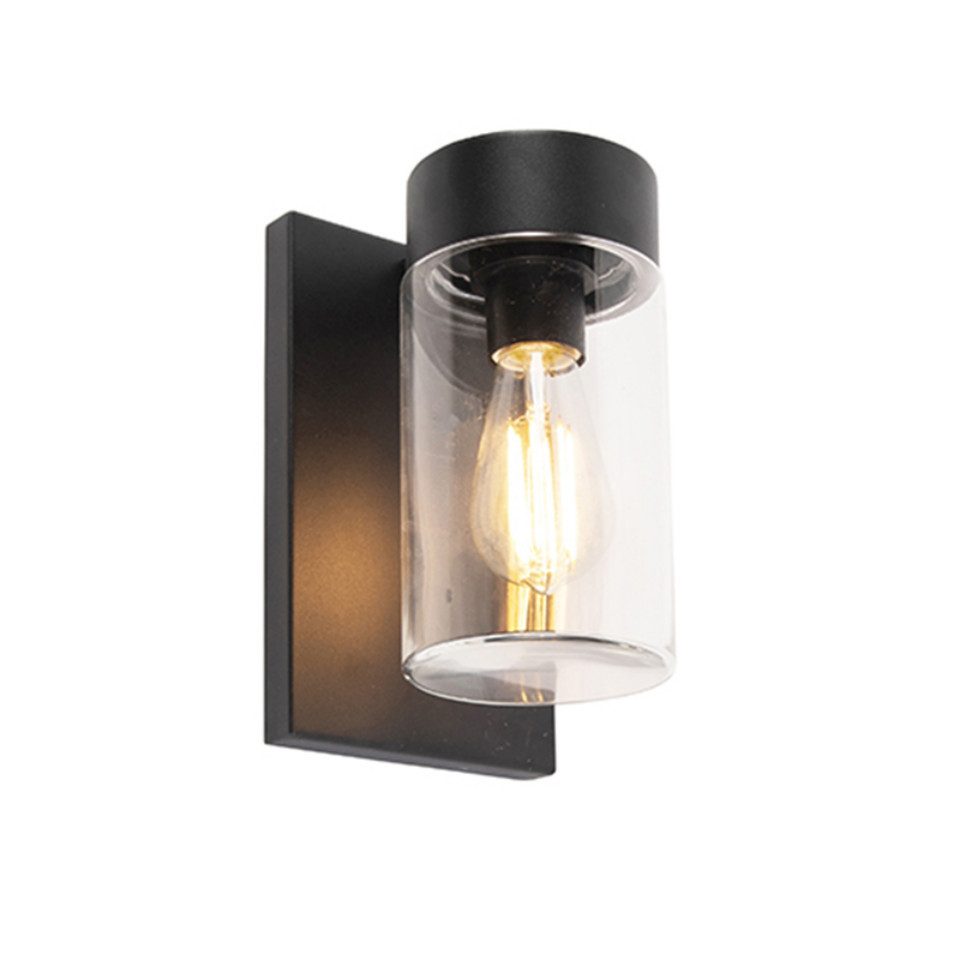 Qazqa Außen-Wandleuchte Jarra, ohne Leuchtmittel, Warmweiß, QAZQA Außen Wand­leuchte, e27, Schwarz, Edelstahl, Modern
