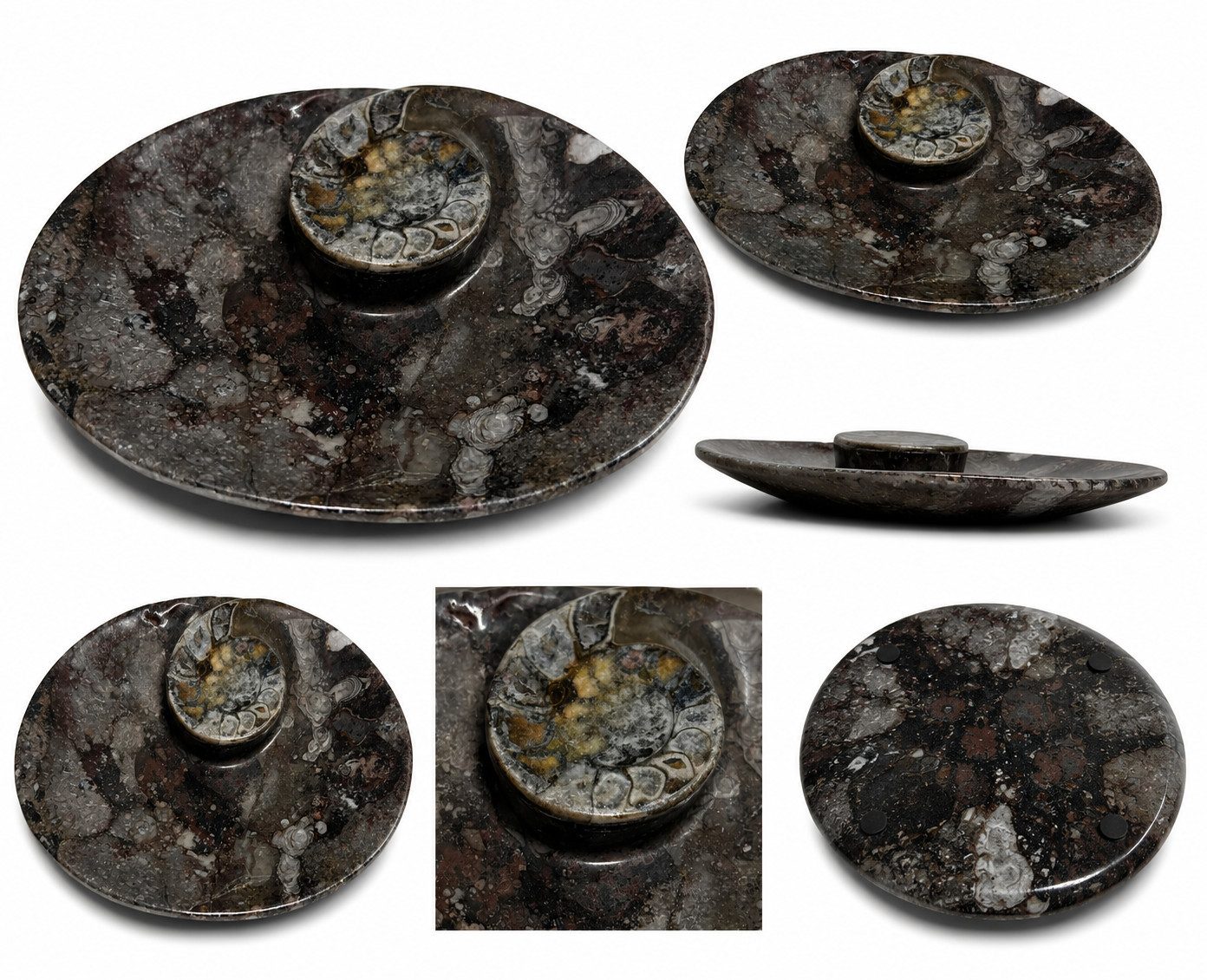 Nesbel - Spüren Sie die Reinheit? Dekoschale (1 St), Orthoceras Edelsteinschale versteinerte Tintenfischarme 15x11,5x2 cm
