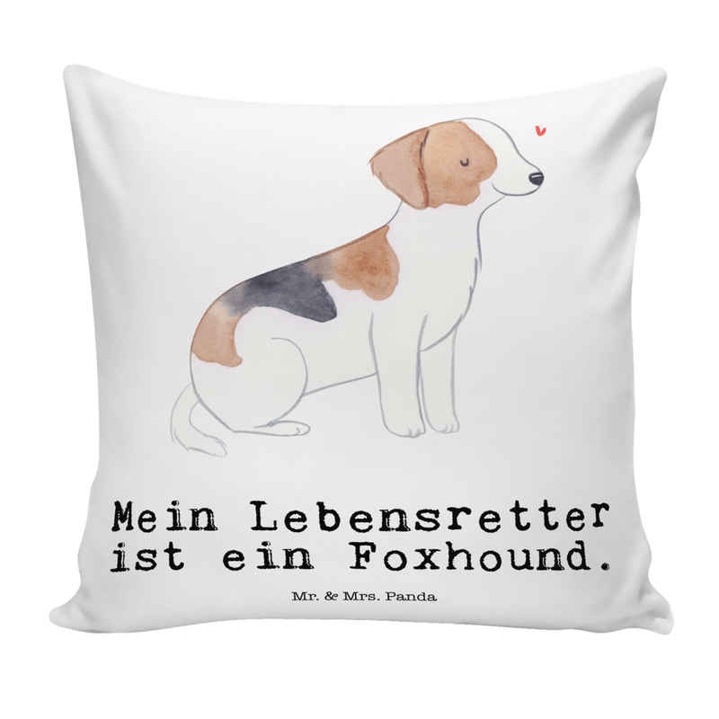 Mr. & Mrs. Panda Dekokissen Foxhound Lebensretter - Weiß - Geschenk, Hund, Motivkissen, Jagdhund, Einzigartige Motive