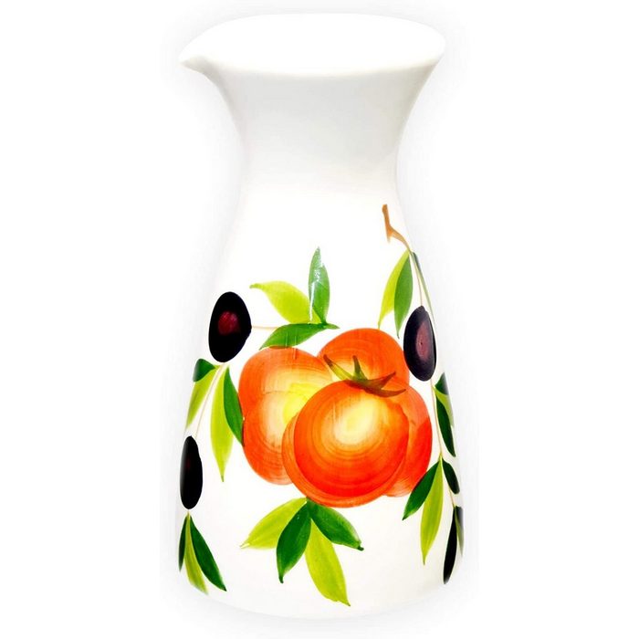 Lashuma Wasserkaraffe Tomate Olive (1-tlg) Handbemalter Keramik Saftkrug italienisch 600 ml