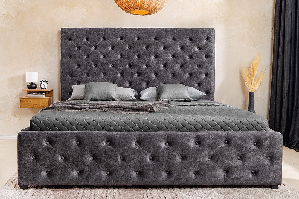 riess-ambiente Boxbett PARIS 160x200cm grau · Queensize-Bett mit Stauraum aus Samt (Einzelartikel, 1-St), Chesterfield-Design · inkl. Lattenrost und Bettkasten – Bild 4 von 5