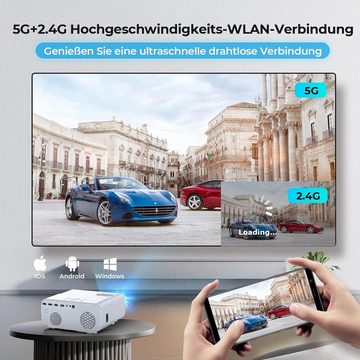 Vigpil Full HD 4K Heimkino Unterstützt, 5G WiFi Bluetooth Mini Portabler Projektor (15000 lm, 10000:1, 3840 x 2160 px, mit P2P-Direktverbindung Video Outdoor Kompatibel mit Smartphone/PS5)