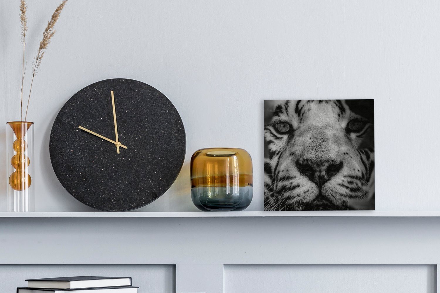 OneMillionCanvasses® Leinwandbild Dschungel - Tiger St), Schwarz (1 - Leinwand Bilder Schlafzimmer Weiß, für - Wohnzimmer