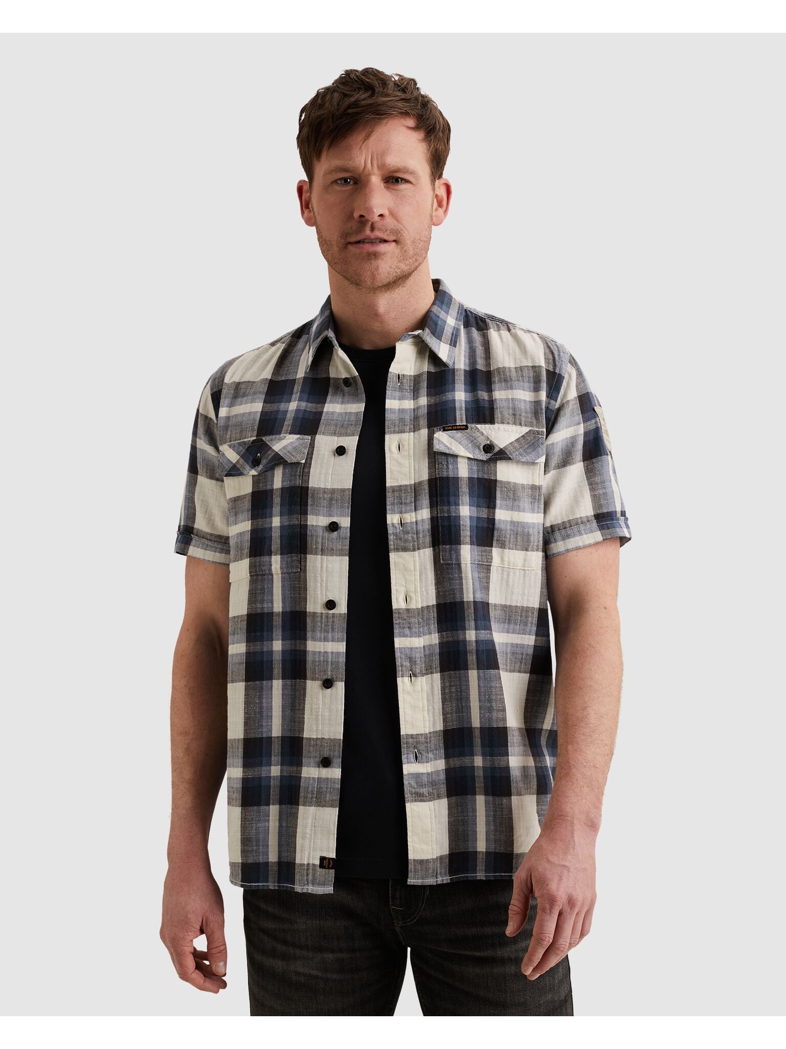 PME LEGEND Kurzarmhemd mit Logo Stickerei