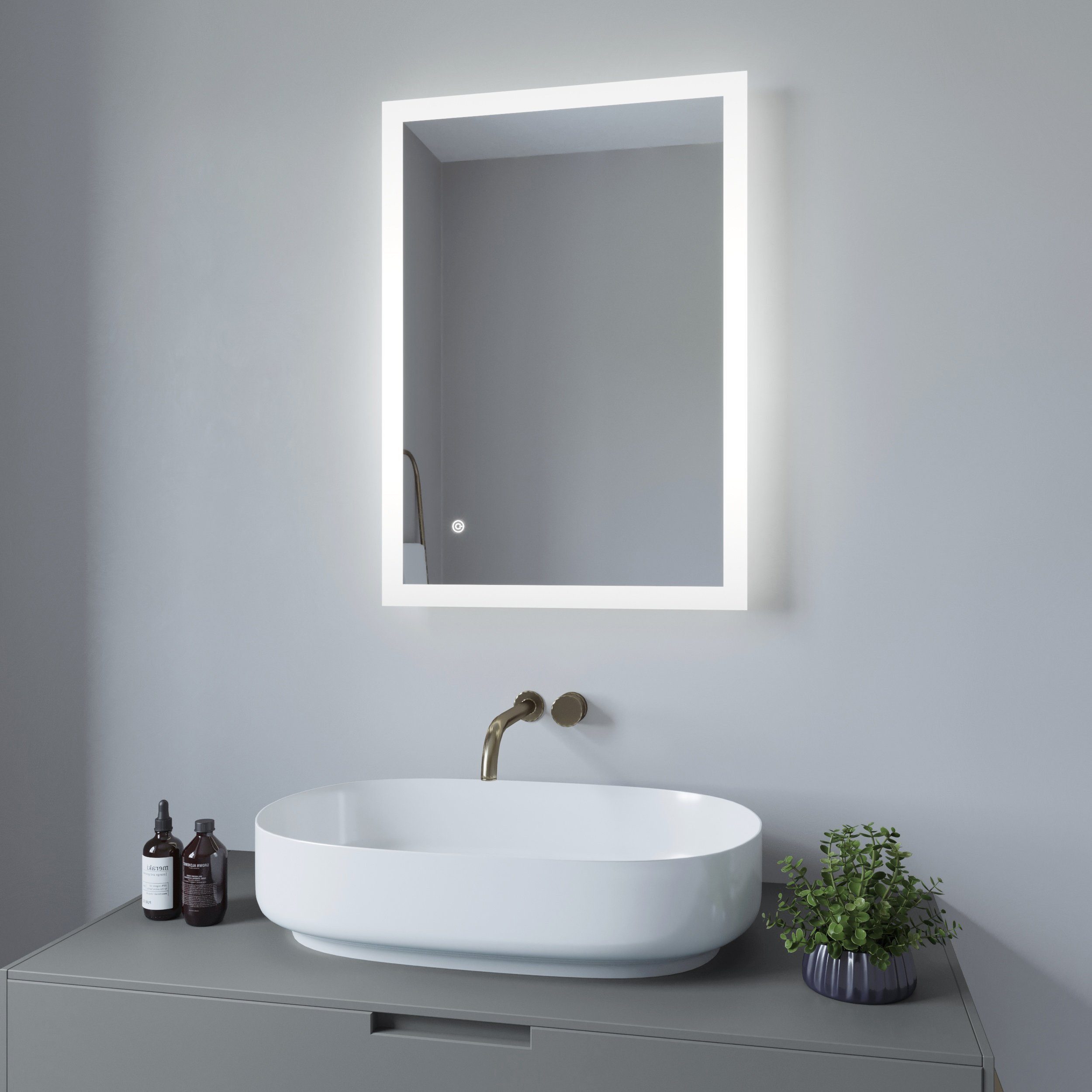 AQUALAVOS Badspiegel LED BadSpiegel mit Beleuchtung Ultradünn Dimmbar Badez günstig online kaufen