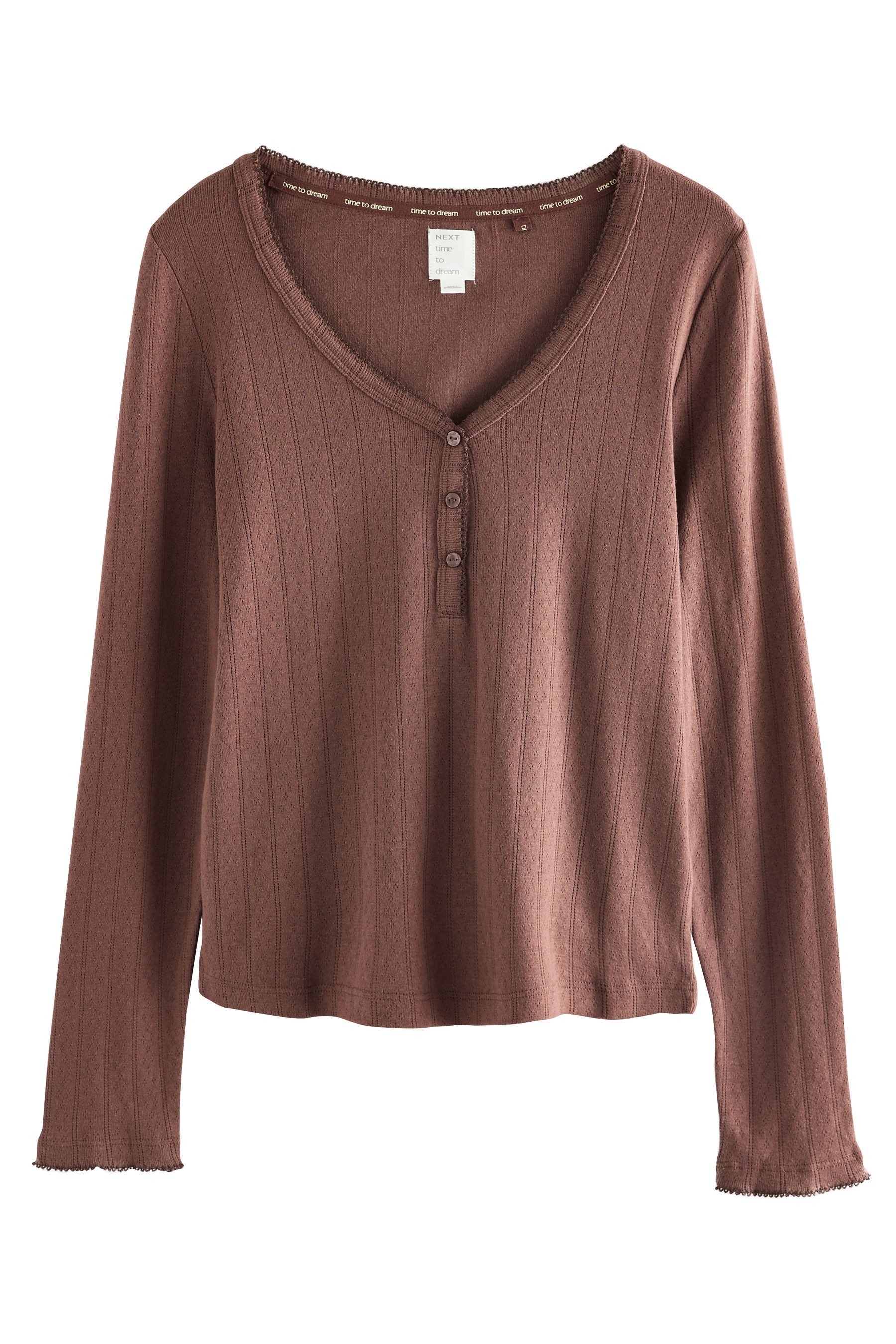 Next Pyjama Langarm-Schlafanzug mit Pointelle-Stickerei (2 günstig online kaufen