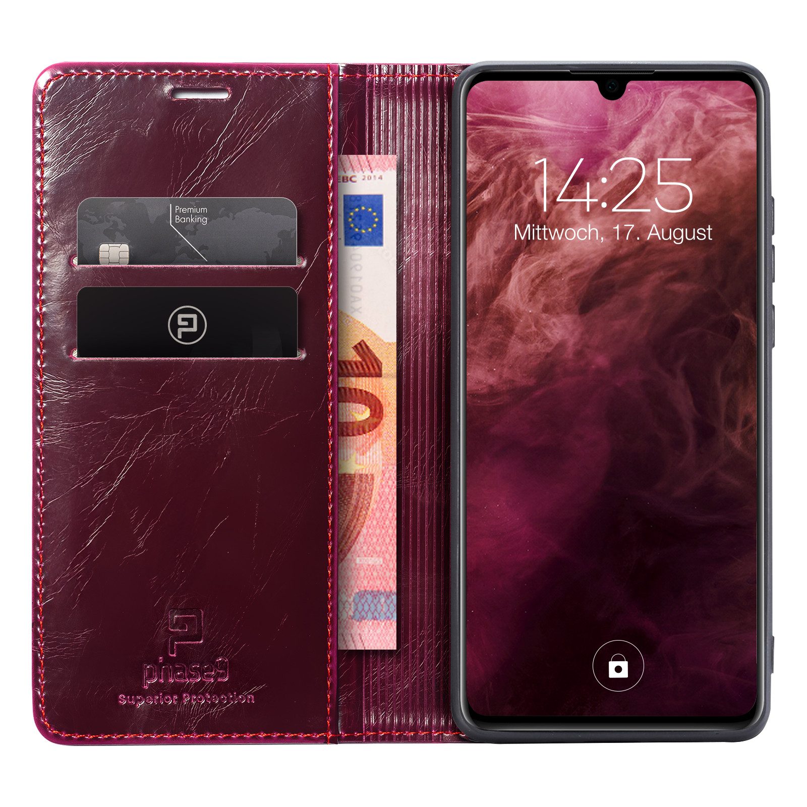 Tec-Expert Handyhülle Tasche Hülle für Huawei P30 6.1 Zoll, 6.1, Cover Klapphülle Case mit Kartenfach RFID Schutz aufstellbar