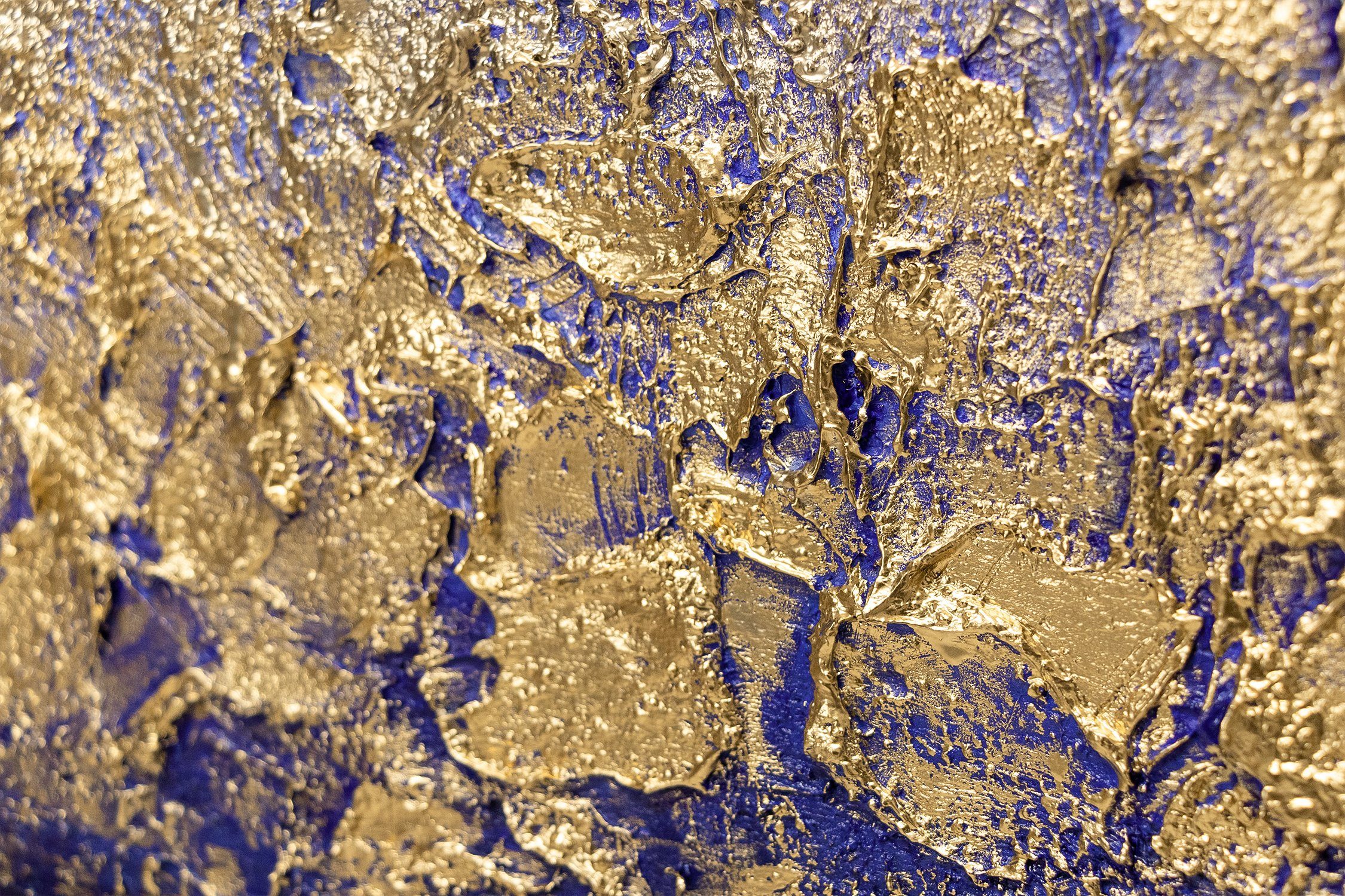 YS-Art Gemälde Seelichter, Abstraktion, auf Leinwand Meer Regenbogen Gold Abstraktes Handgemalt Bild