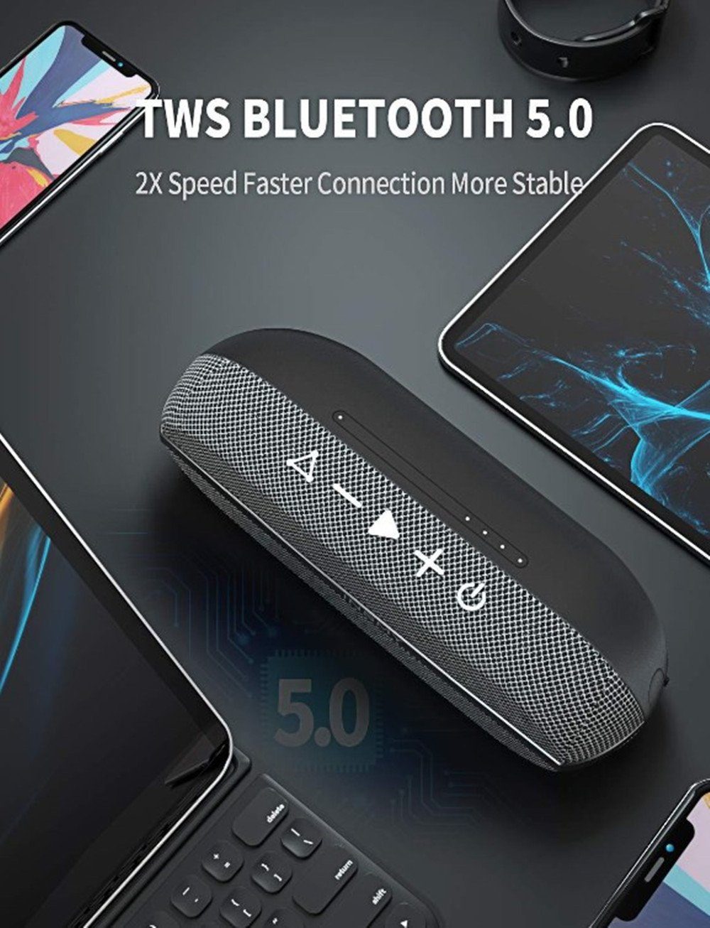 Lautsprecher Bluetooth autolock 360° Bluetooth-Lautsprecher) Tragbarer Bluetooth Wasserdicht (Stereo Sound,IPX7 Lautsprecher Musikbox Box mit