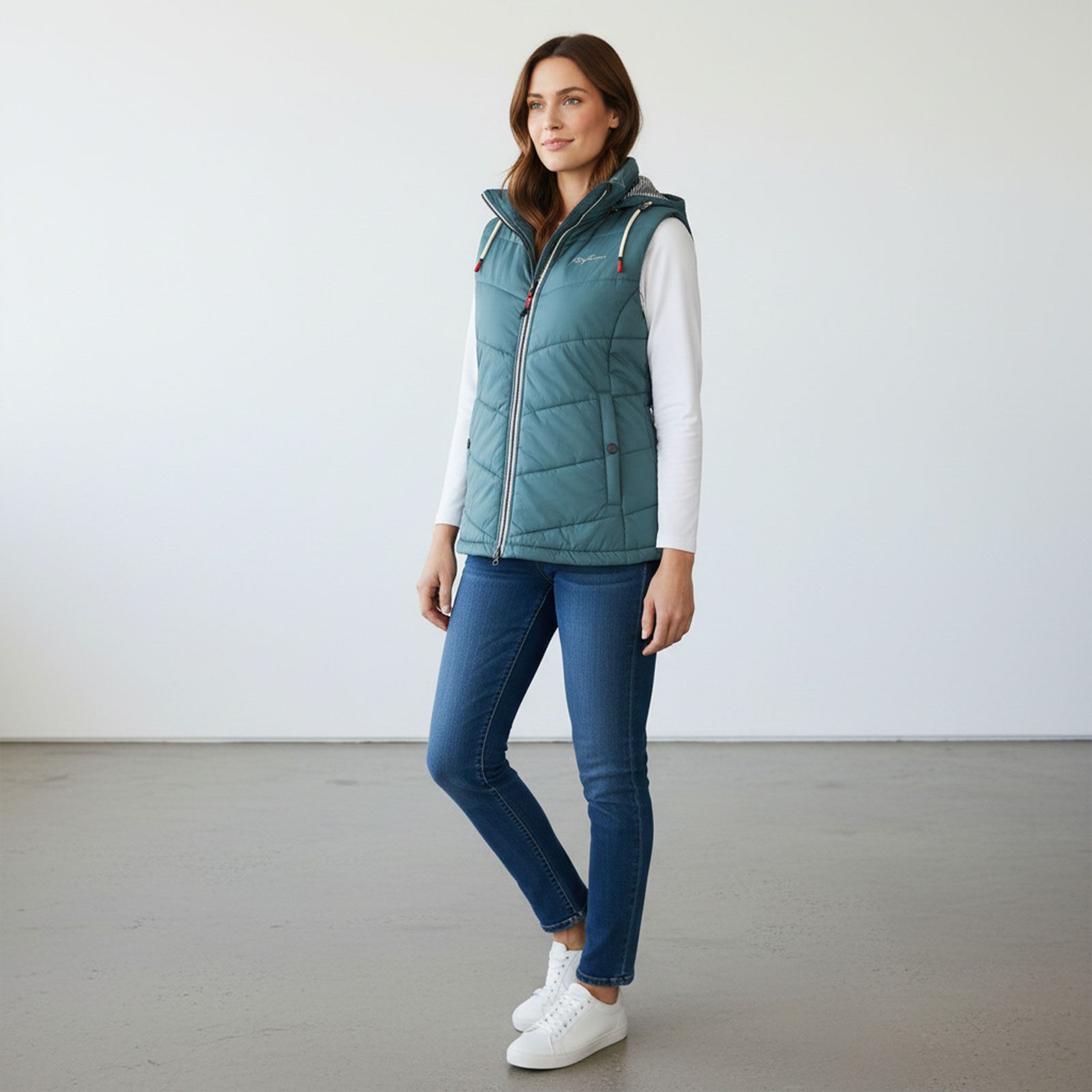 Dry Fashion Steppweste Rügen Damen Weste Rügen mit abnehmbarer Kapuze und taillierten Schnitt