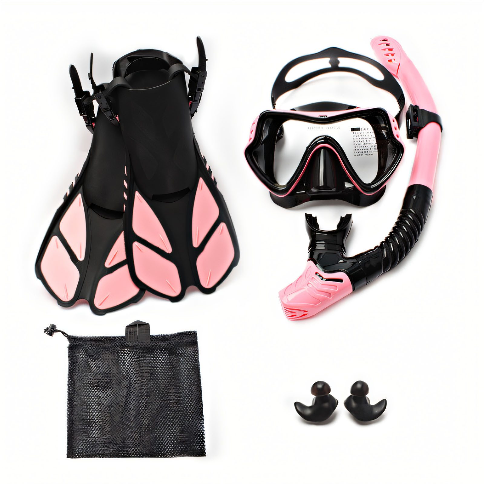 OKWISH Schnorchel 3 Schnorchelset Schnorchelmaske Schnorcheln Taucherbrille (Anti-Leck Anti-Fog Tauchmaske aus Gehärtetem Glas, 4 St., Dry Schnorchel mit Schwimmflossen Schnorchelflossen und Ohrstöpsel), Männer Frauen Schwimmen Tauchen unterwassererkundungen