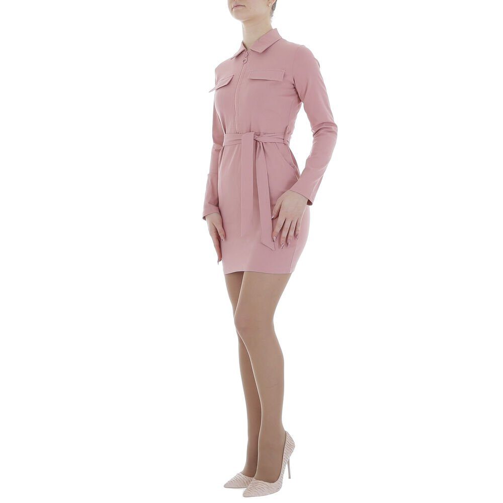 Ital-Design Minikleid Damen Freizeit Stretch Blusenkleid in Altrosa günstig online kaufen