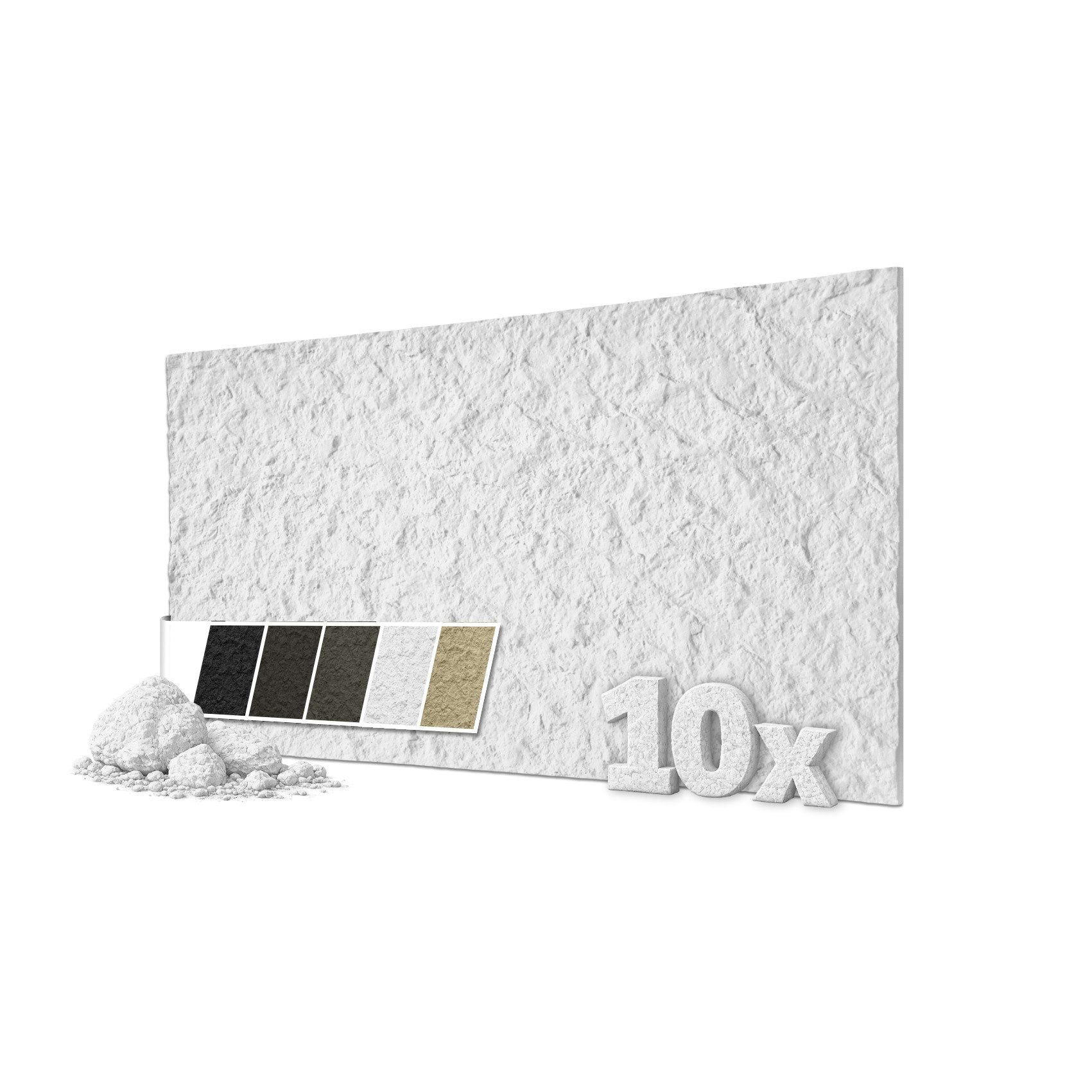 Hexim 3D Wandpaneel, BxL: 6x12 cm, (Steinoptik 10 Stück 120x60cm – Felswand PU Wandverkleidung, Täuschend echte Bruchstein 3D Paneele für Wohnzimmer – 2cm starke Stone Steinplatte weiß (7,2m² White)