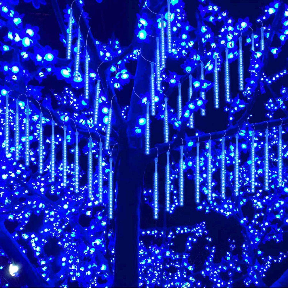 Sunicol LED-Lichterkette LED Meteorschauer Lichterkette blau Wasserdichte Lichterregen,50cm,Weihnachtsdeko