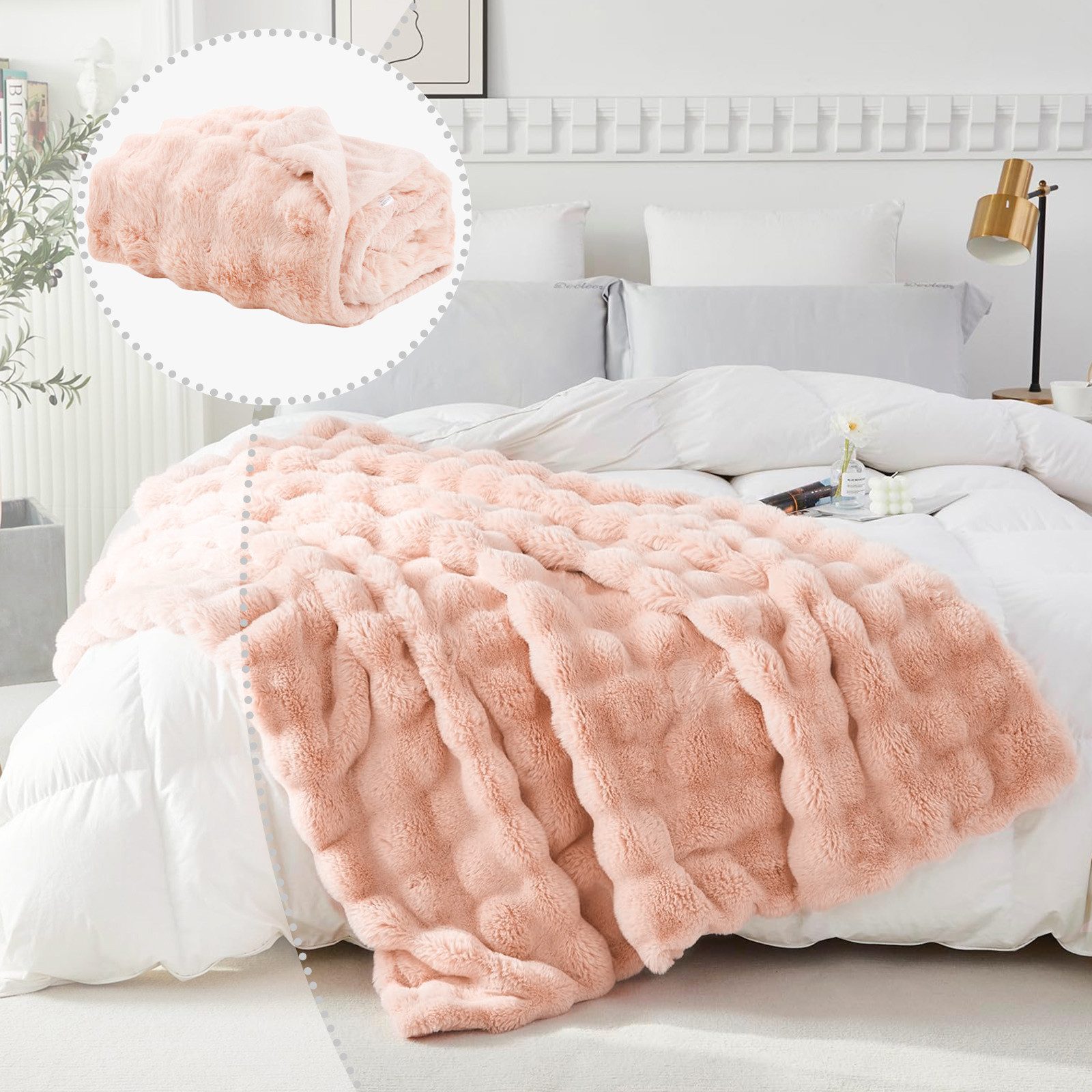 Wohndecke Sofadecke Welle Kuscheldecke Sofadecken Couchdecken, BTTO, Künstlich Kaninchenfell Felldecke Babydecke Kinderdecke