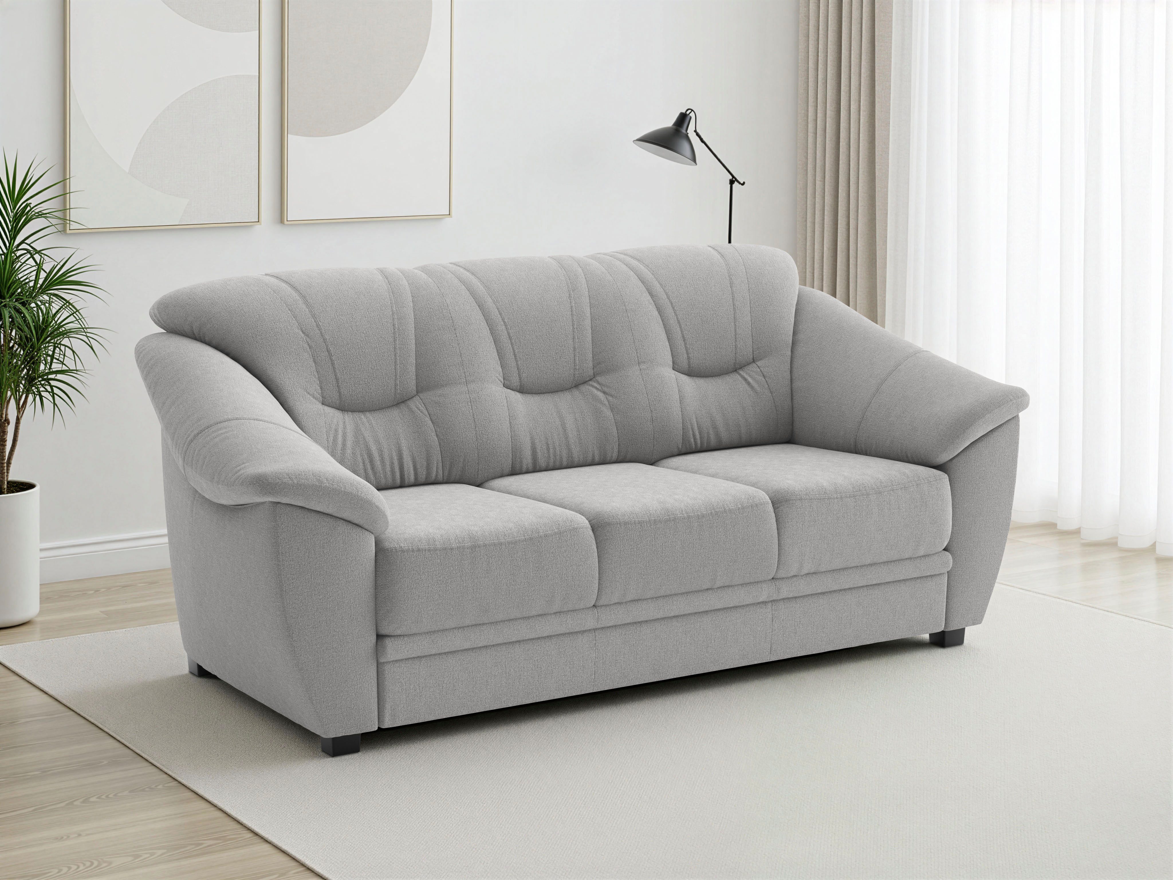 sit&more 3-Sitzer Savona, B. 198cm, Federkern, opt. mit Schlaffunktion, Sitzh. 46cm, mit Federkern