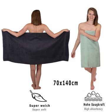 Betz Handtuch Set 12-TLG. Handtuch Set Premium Farbe Graphit/heugrün, 100% Baumwolle, (12-tlg)