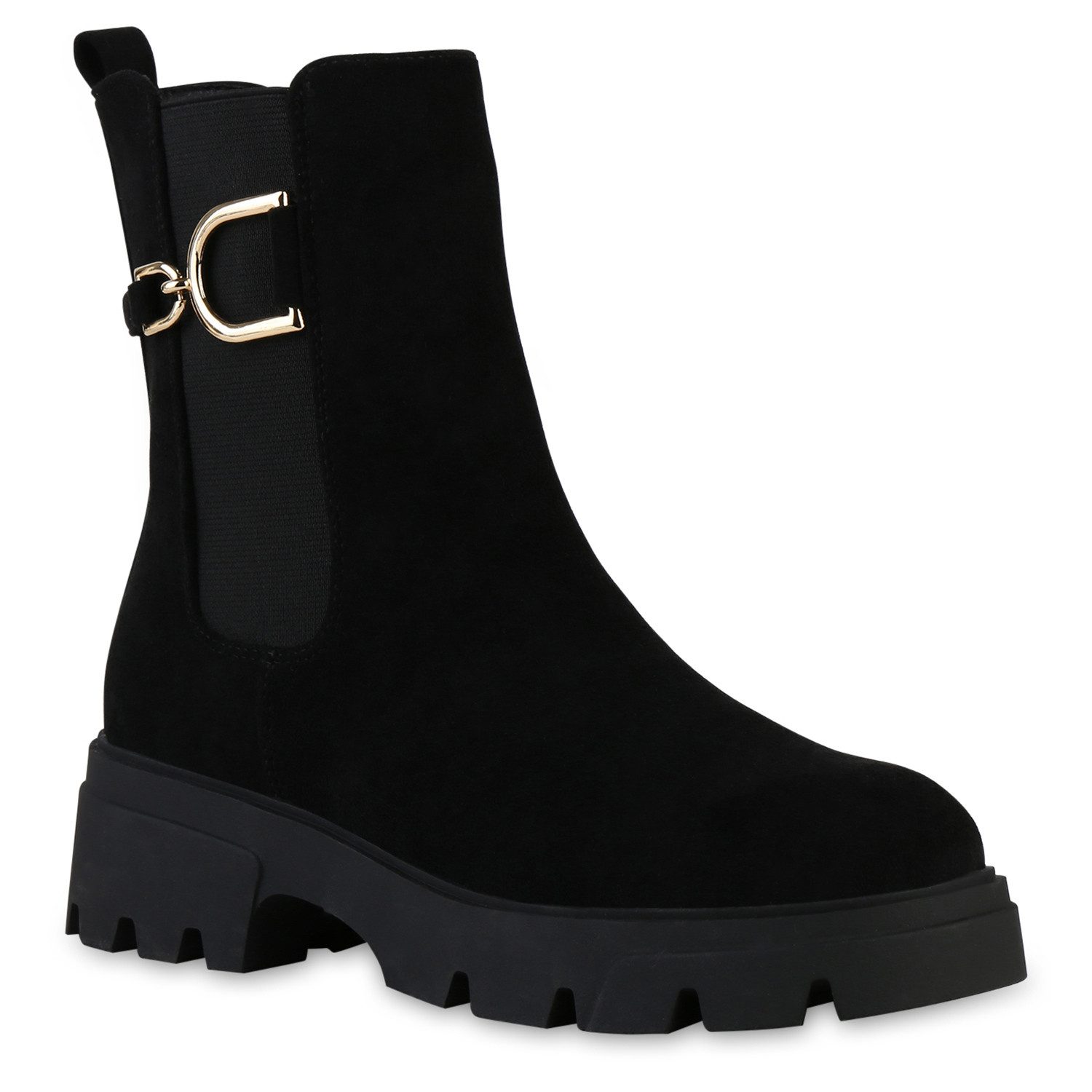 VAN HILL 841445 Stiefelette Damen Leicht Gefüttert Klassische Stiefeletten Profil-Sohle
