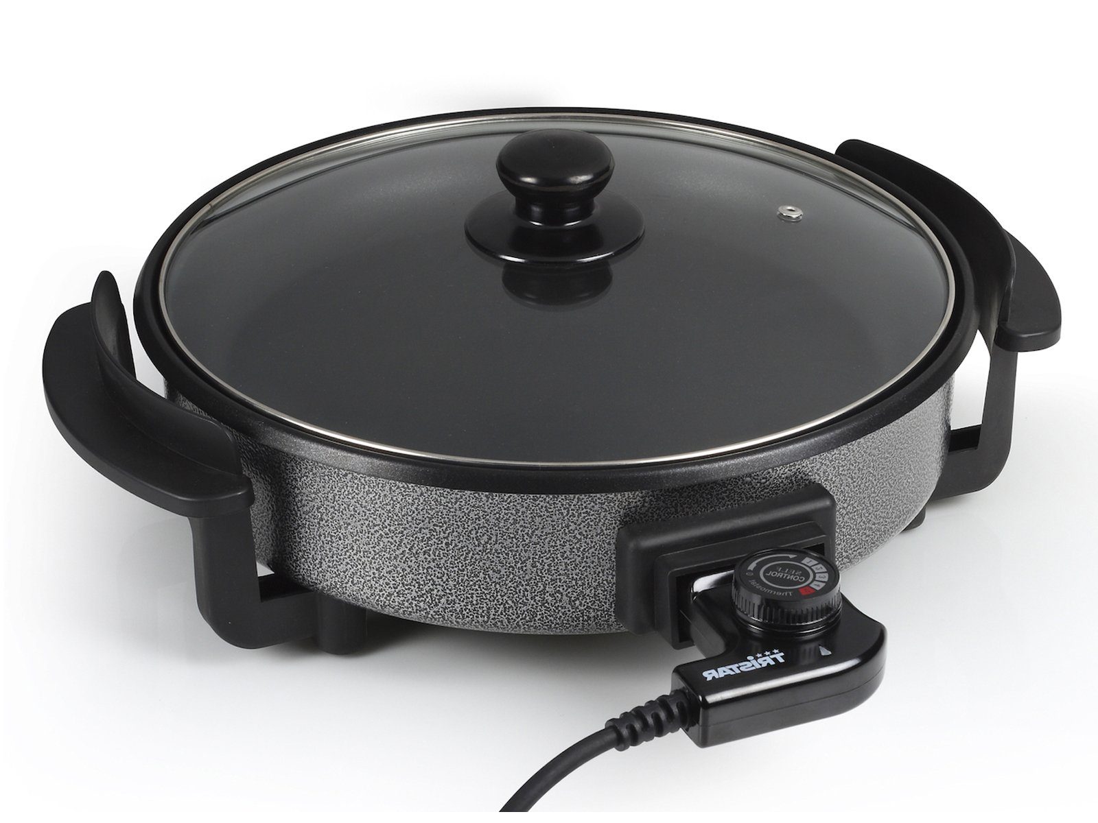 Tristar Elektrische Multipfanne, 1500 W, Elektropfanne Ø30cm Glasdeckel & Thermostat Multikocher Party-Pfanne