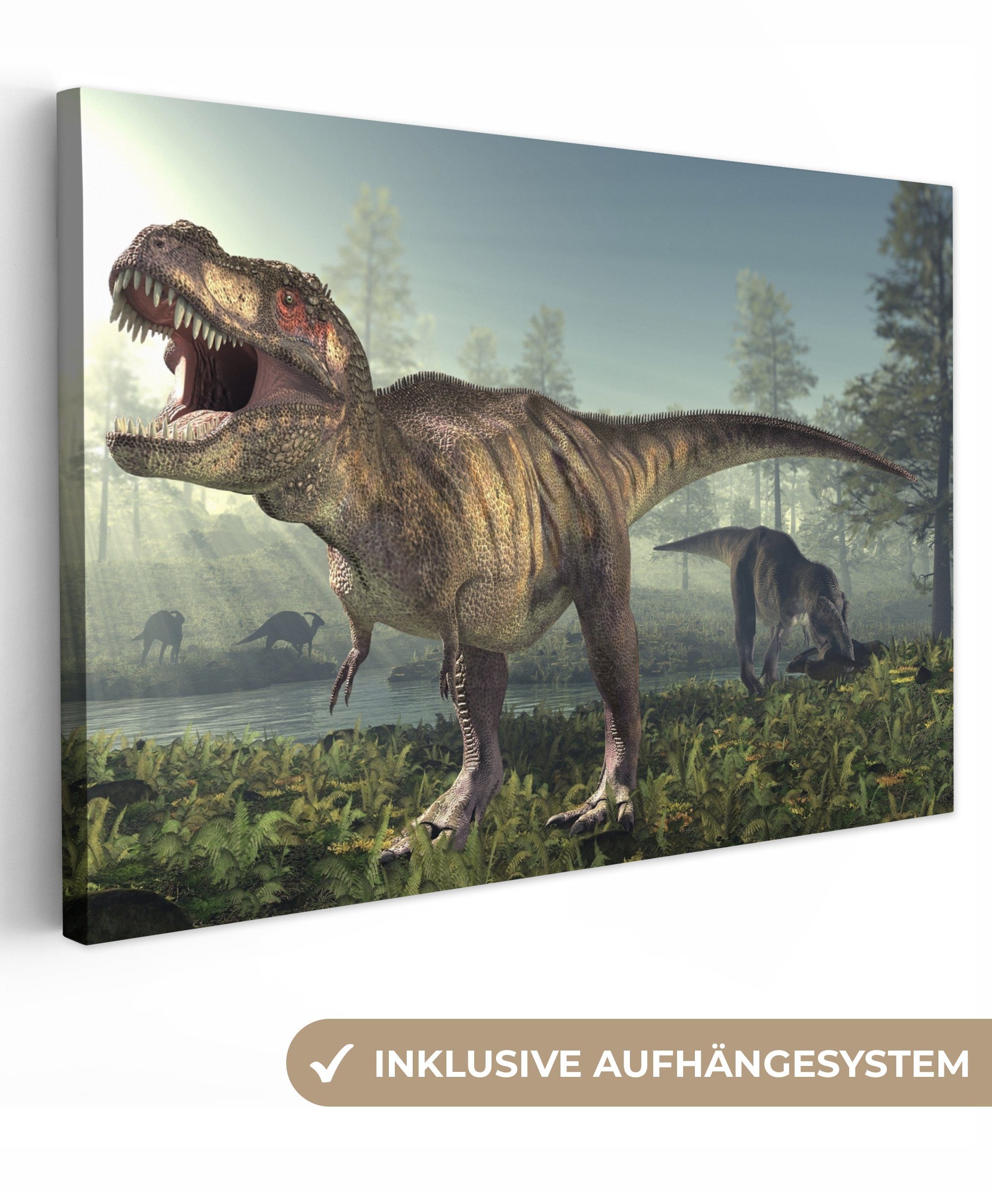 OneMillionCanvasses® Leinwandbild Dino - Gras - günstig online kaufen