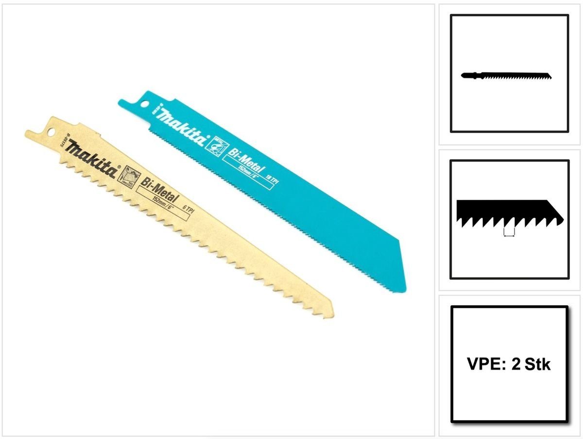 Makita Stichsägeblatt 2er Pack Sägeblätter für Reciprosäge Säbelsäge JR 3050 3060 3070 BJR