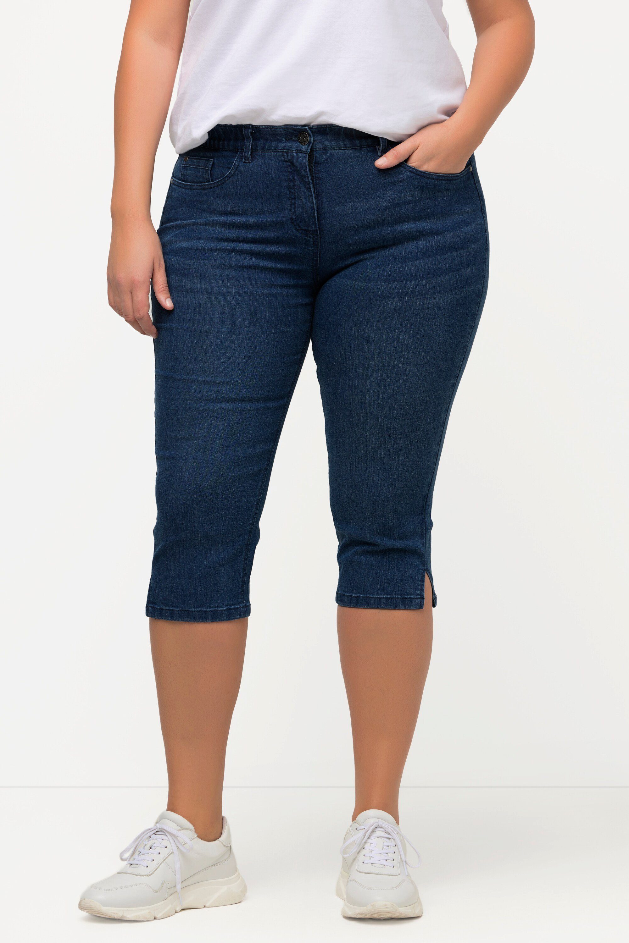 Ulla Popken Funktionshose Capri Jeans Sarah schmale 5-Pocket-Form light blue