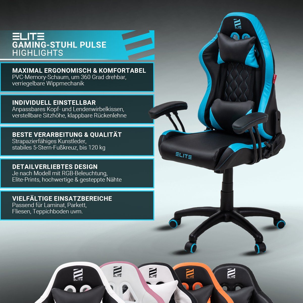 ELITE Gaming Gaming-Stuhl PULSE Gaming Stuhl für Kinder - Bürostuhl, Schrei günstig online kaufen