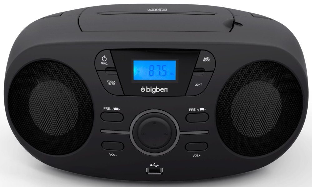 BigBen tragbarer CD Player CD61 AU363166 USB MP3 schwarz CD-Player AUX-IN Radio FM