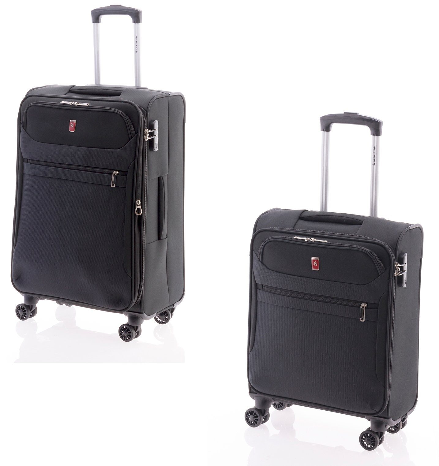 GLADIATOR Trolleyset 2-teilig - 68 cm + 55 cm - 4 Rollen - Dehnfalte - 3 Farben schwarz | Trolley-Sets