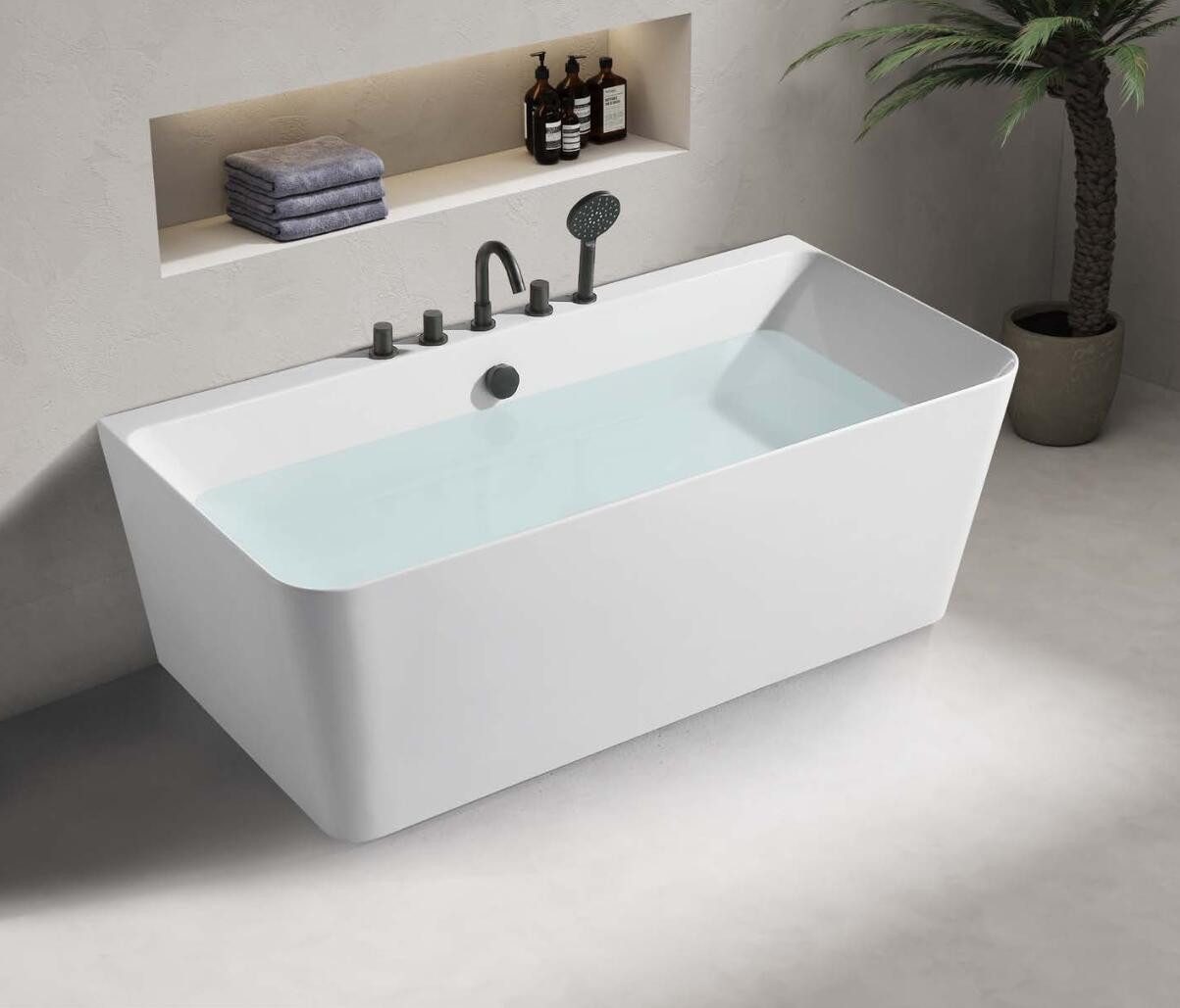 Xlmoebel Badewanne Acryl-Standbadewanne in Weiß mit elegantem Design, Hergestellt in Europa