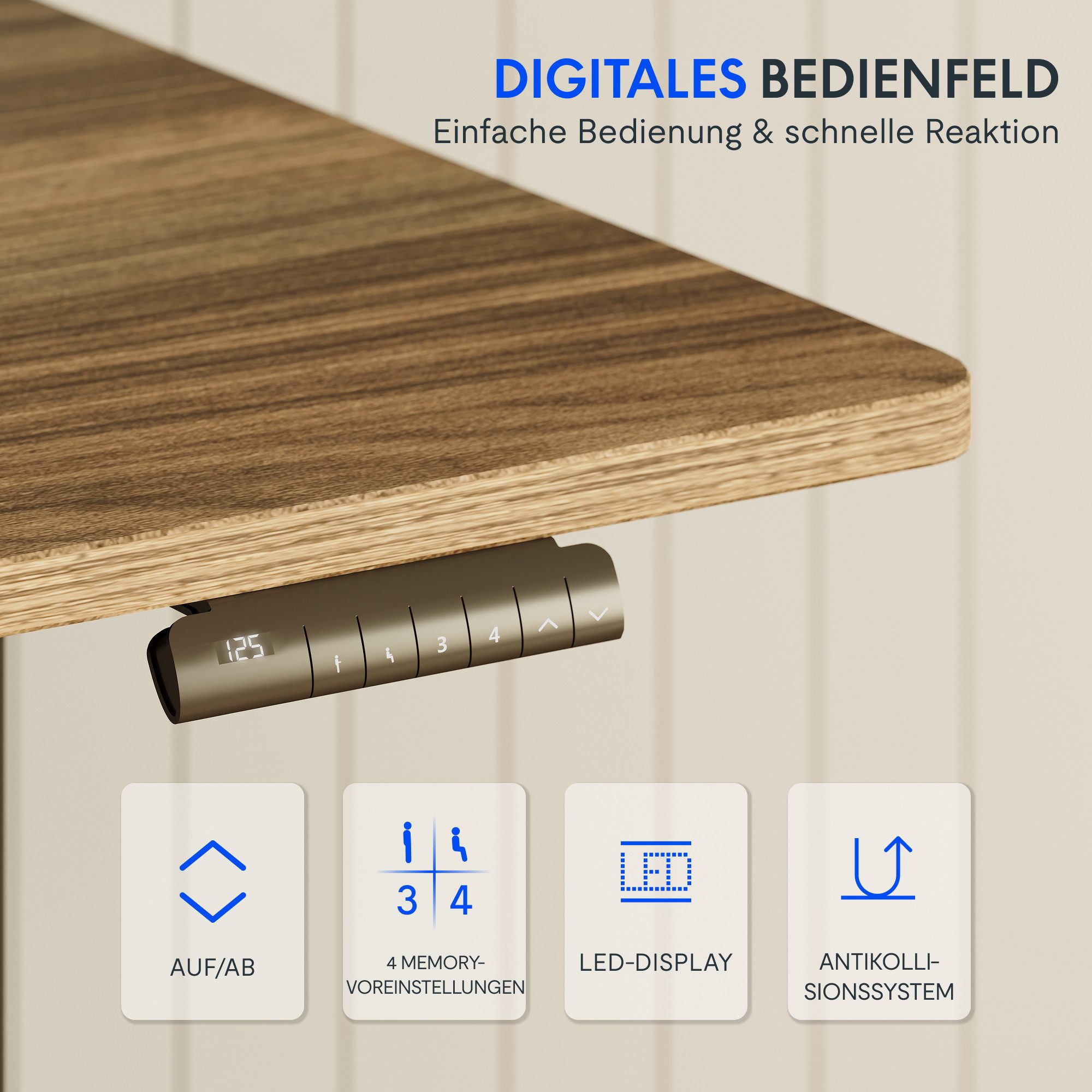FLEXISPOT Schreibtisch Elektrisch Höhenverstellbarer Schreibtisch EC5 LITE mit Dualmotor (25MM einteiliger Tischplatte & 3-fach Teleskop, 4 Speicherhöhen & Anti – Bild 5 von 5