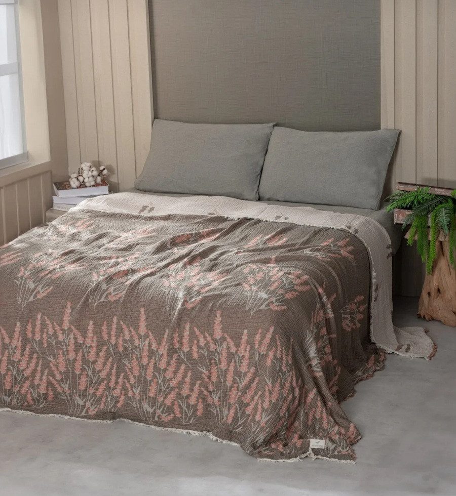 Wohndecke Musselin Wohndecke 4 lagig Double Face 200cmx240cm, Sandiik