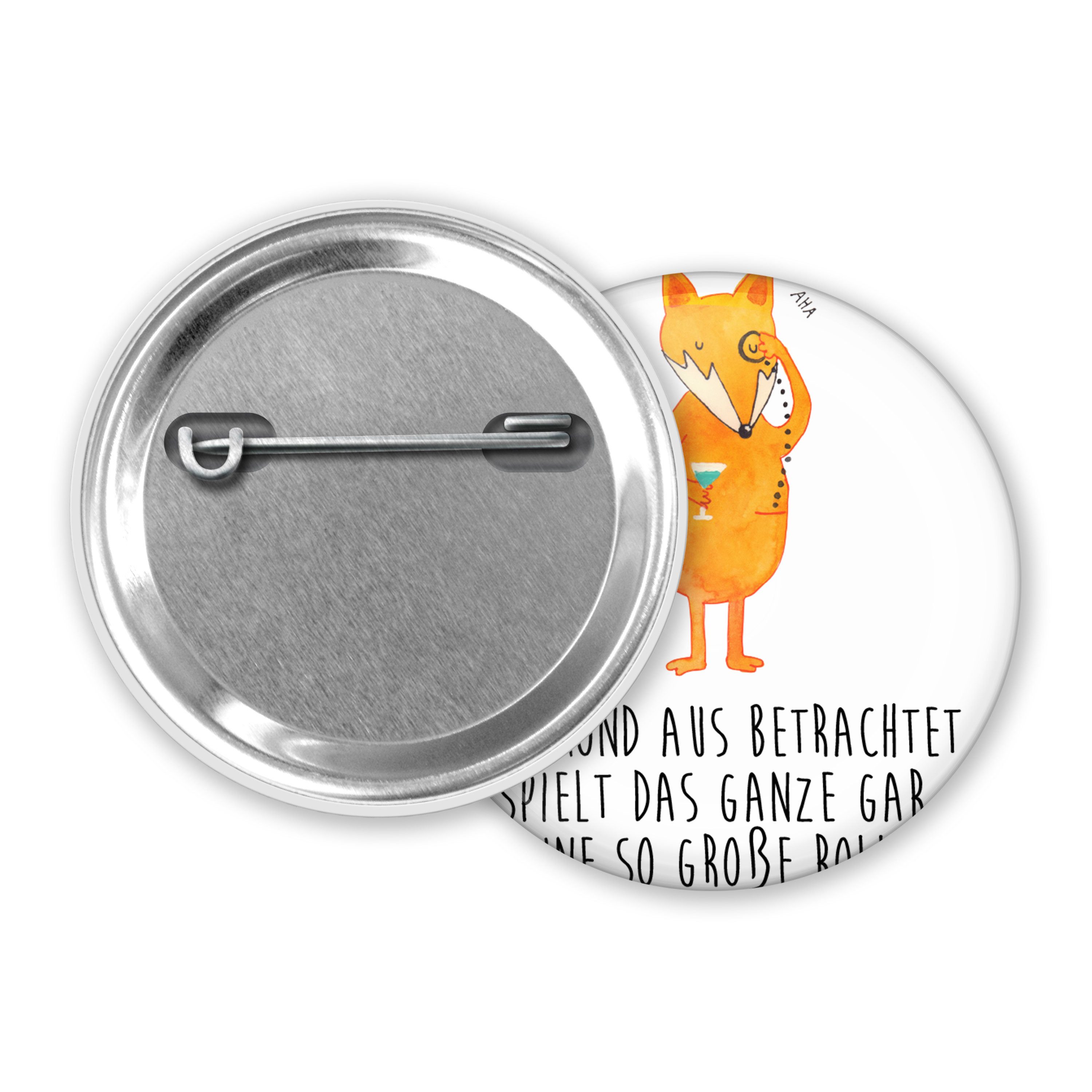 Mr. & Mrs. Panda Anstecknadel Fuchs Lord, Button, Weiß, Plakette, Badge, Button, Motivation Spruch, (Packung), Motivation Spruch Weise Ansteckbutton