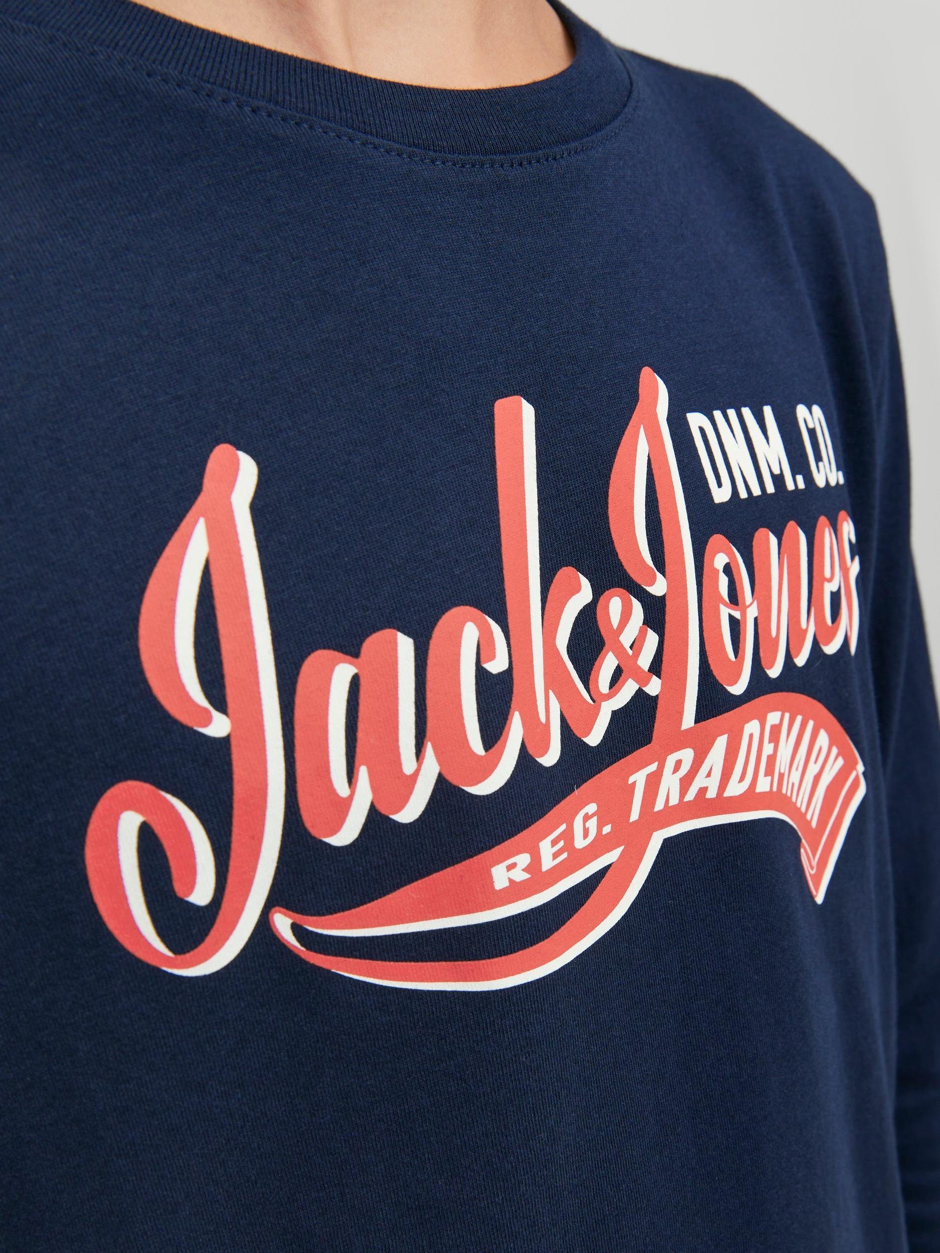 Jack & Jones Junior Langarmshirt LS Blazer 2 JJELOGO TEE NOOS COL ONECK JNR Navy AW23