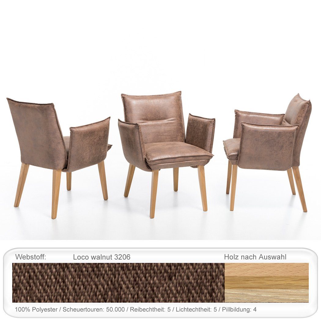 expendio Esszimmersessel Gerit 2 (Spar-Set, 4-St), Buche natur lackiert, Loco walnut 3206 aus Massivholz | Sessel