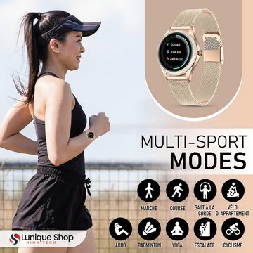 LUNIQUESHOP Smartwatch (1,09 Zoll, Android, iOS), mit telefonfunktion Schrittzähler Uhr Fitness, Herzfrequenzmesser,Rosa