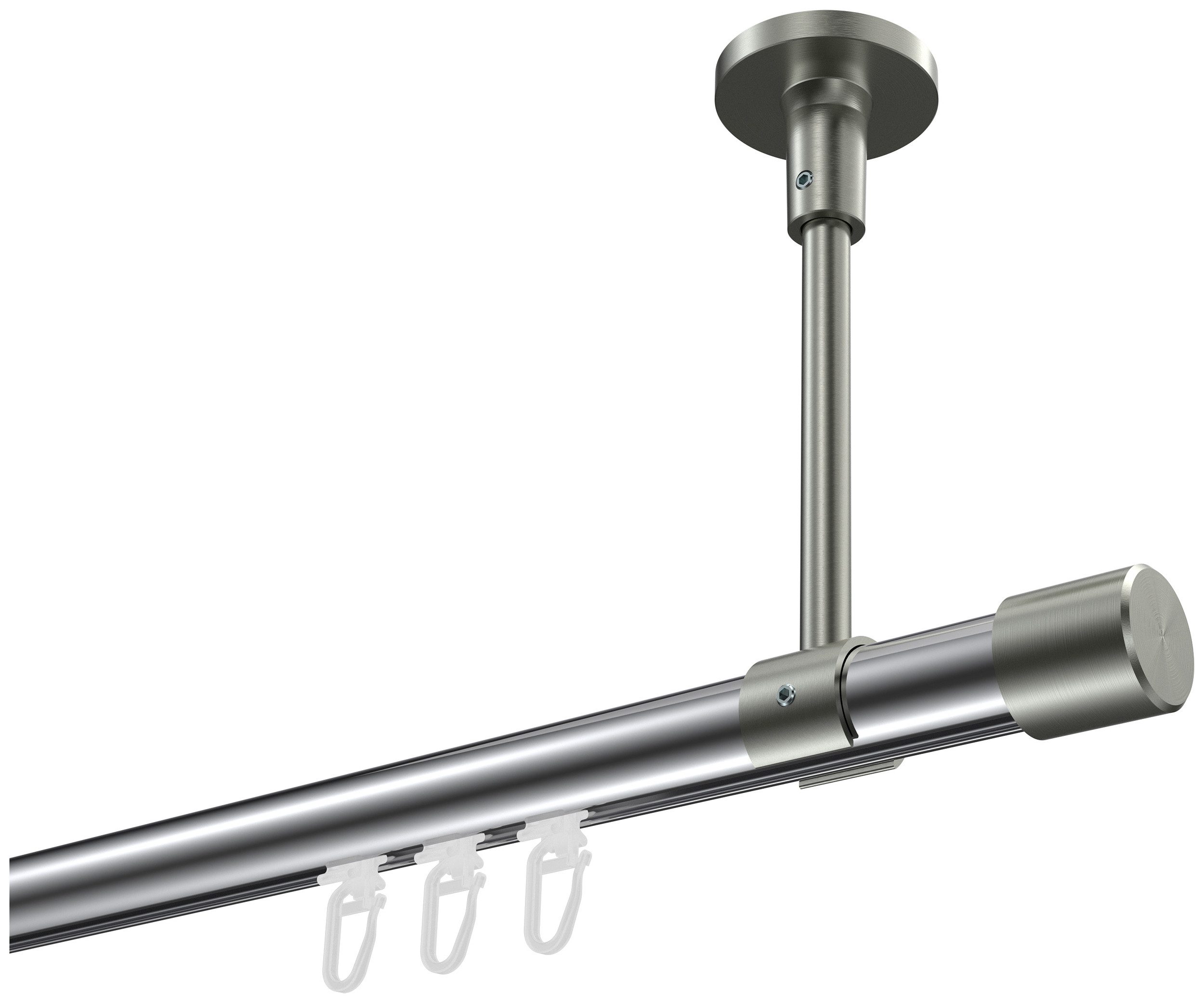 INTERDECO Innenlaufschiene Sonette Santo, Ø 20 mm, 1-läufig, Fixmaß, kürzbar, Deckenmontage, Aluminium, Chrom / Edelstahl-Optik / Bicolor