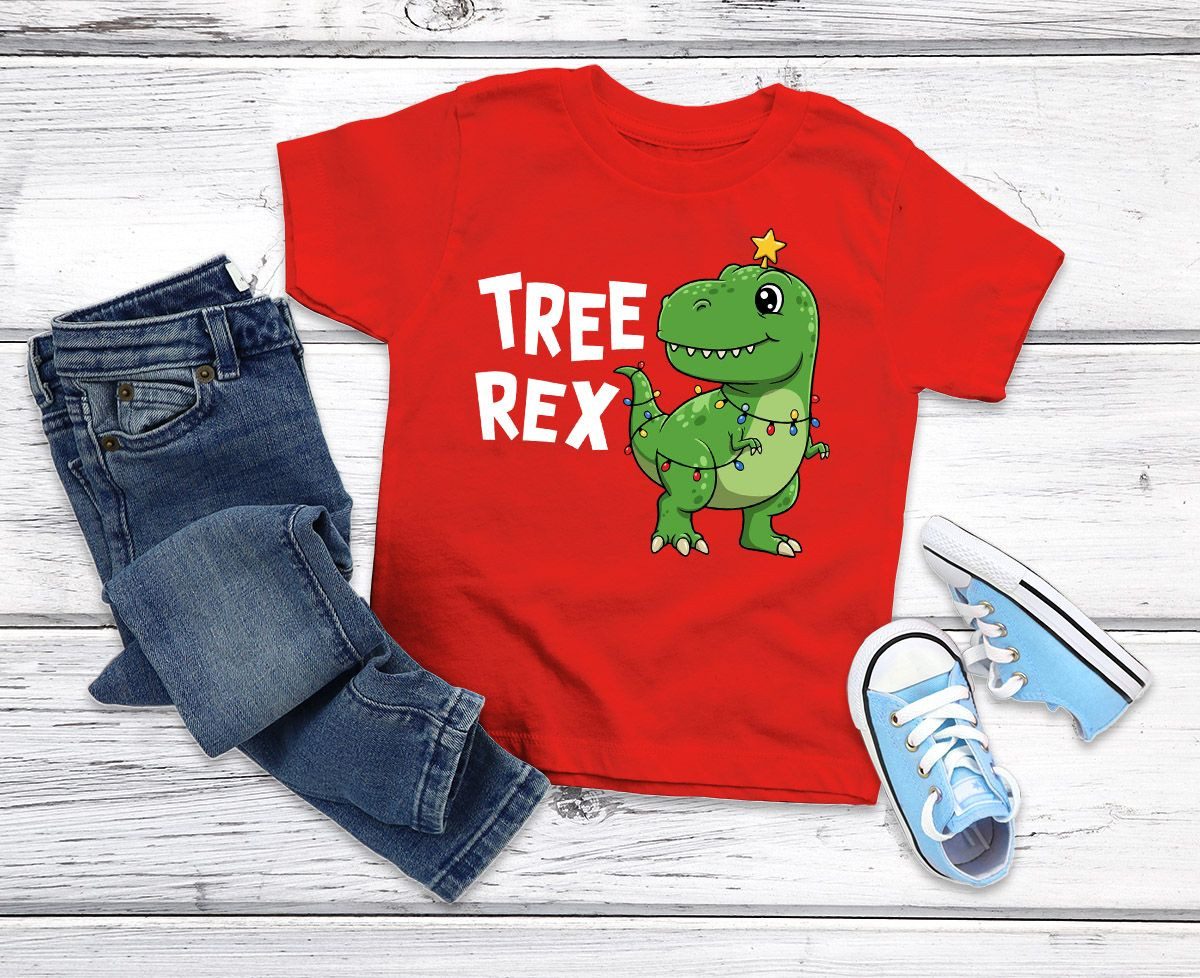 MoonWorks Print-Shirt Kinder T-Shirt Weihnachten Dinoasaurier Tree Rex XMAS Outfit