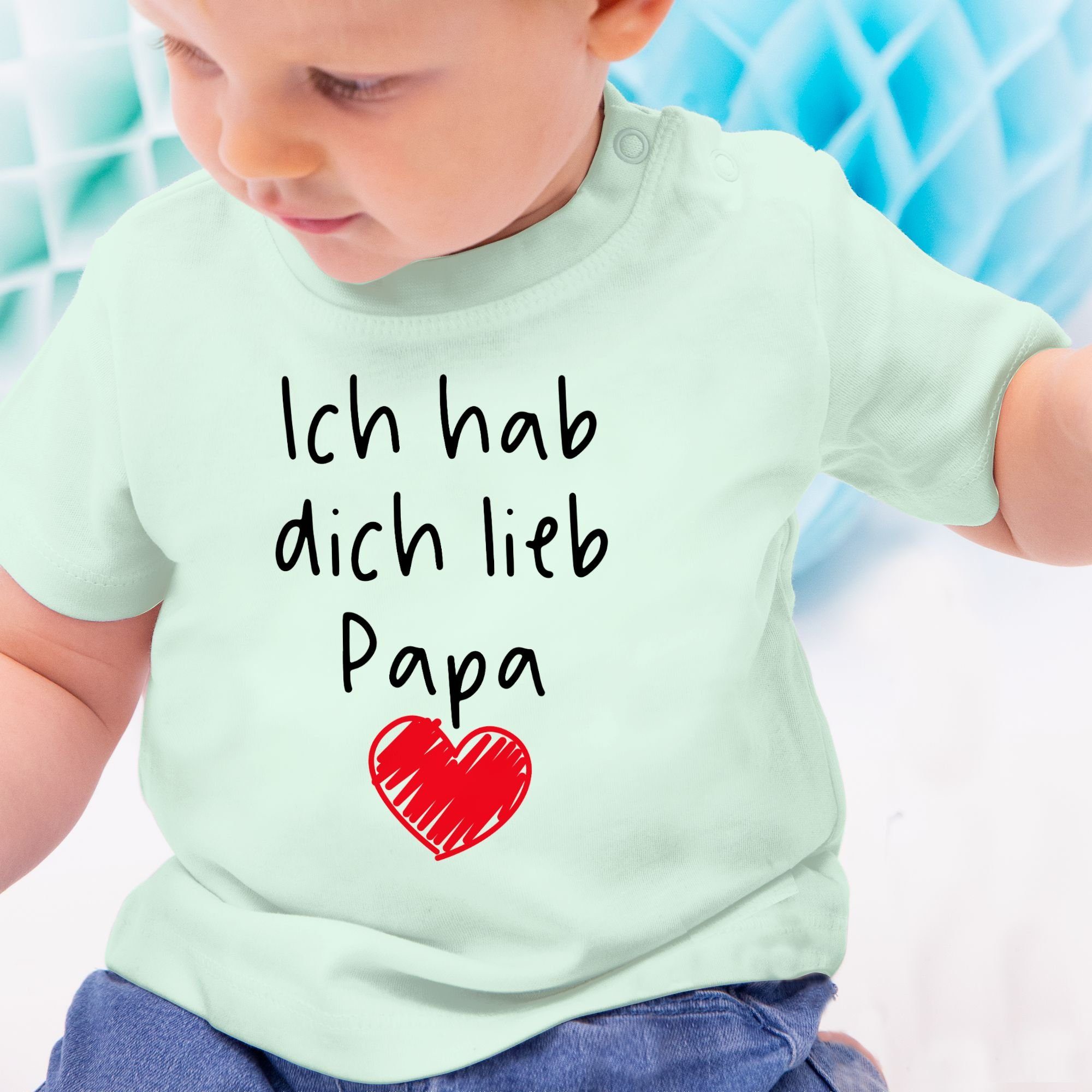 Shirtracer T-Shirt Ich hab dich Geschenk Papa schwarz Baby lieb Vatertag 2 Herz Mintgrün