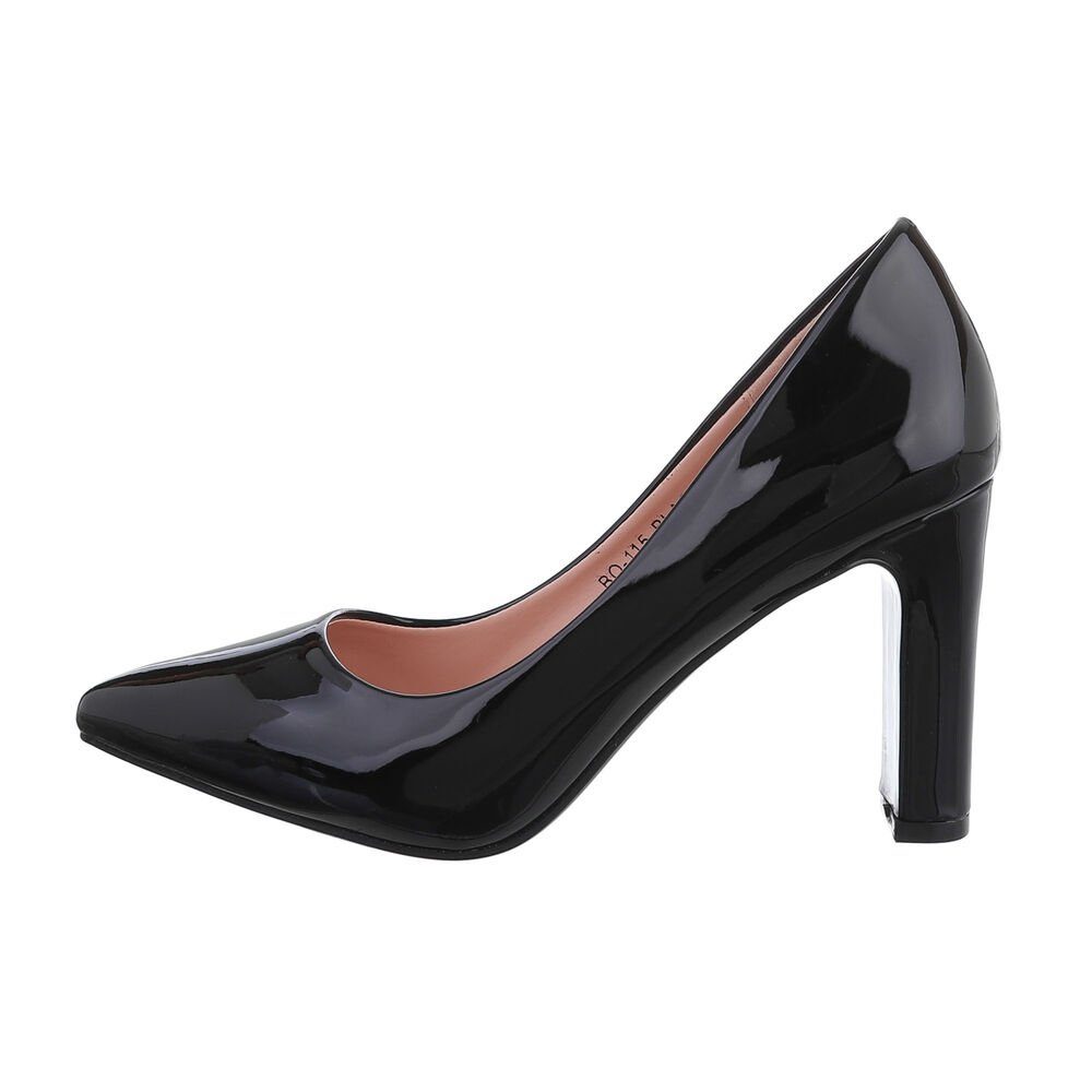 Ital-Design Damen Abendschuhe Elegant High-Heel-Pumps Blockabsatz High Heel Pumps in Schwarz