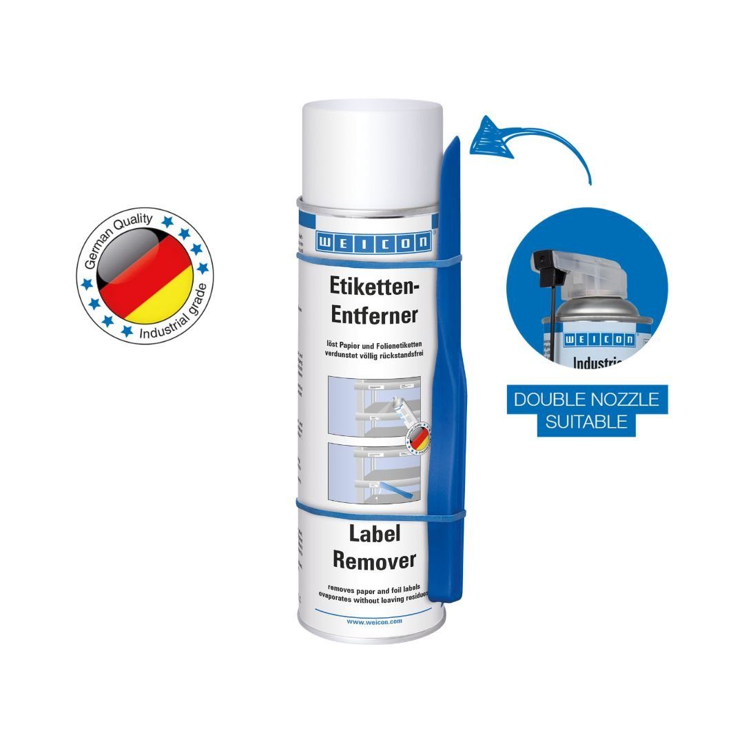 WEICON Etiketten Etikettenentferner zum Lösen von Etiketten 500 ml farblos, Einfache Beseitigung von Papieretiketten inkl. Spatel