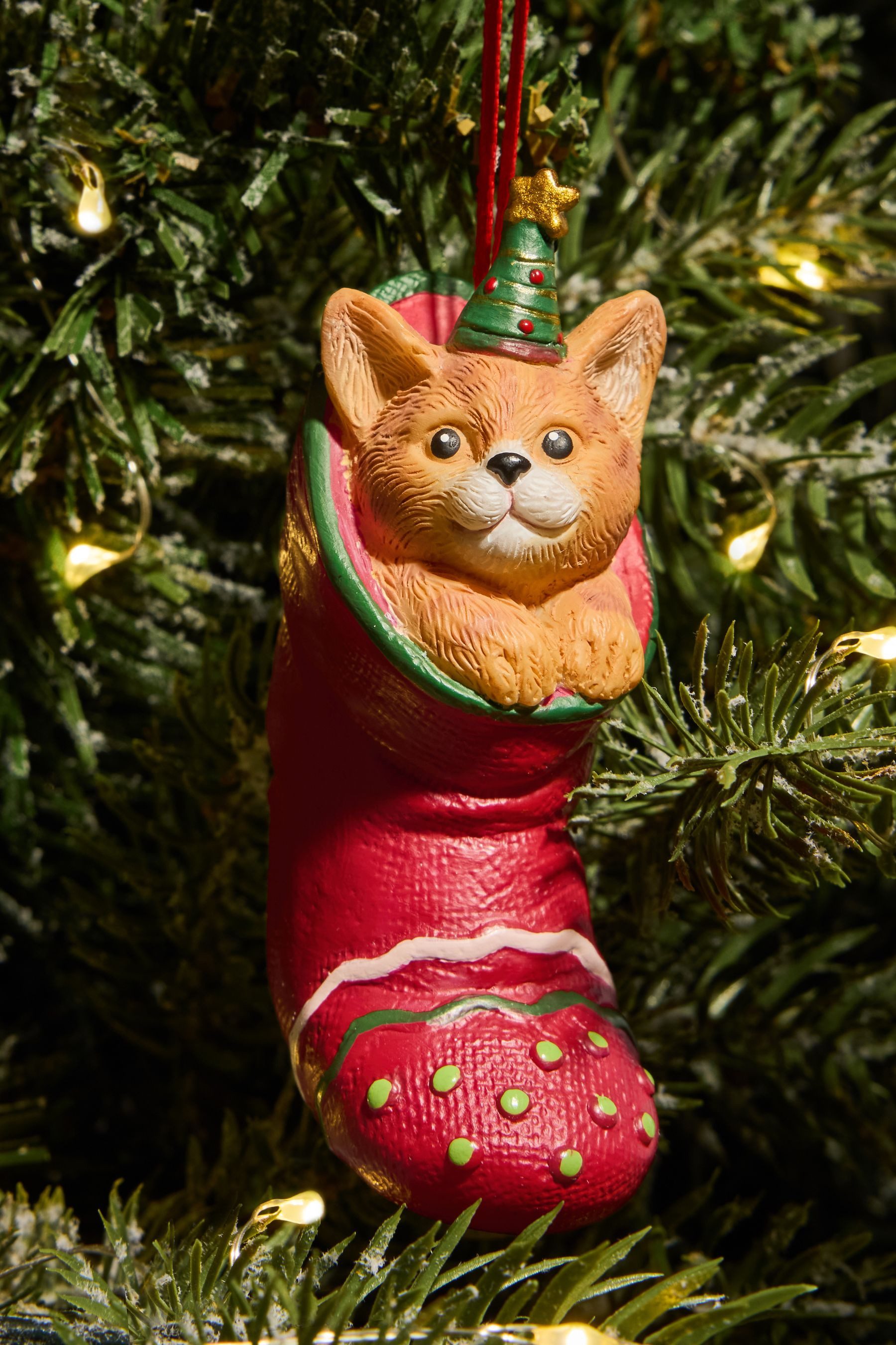 Next Dekokugel Weihnachtskugel, rote Katze im Strumpf günstig online kaufen