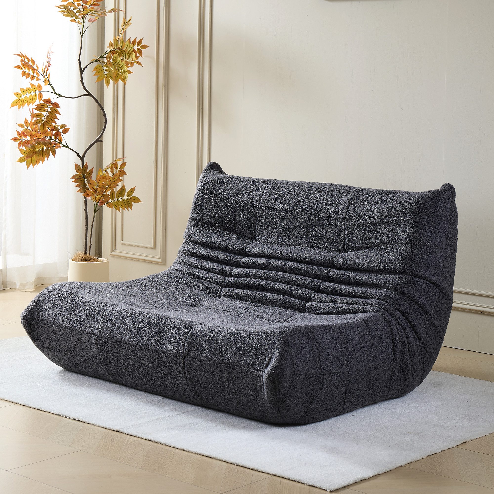 REDOM Sitzsack 2-Sitzer 149x114x82 cm Lazy Sofa aus kuscheligem Teddyfleece (Ergonomischem Design und maximalem Komfort, 1 St., Ergonomische Form, skandinavisches Design für höchsten Sitzkomfort), ideal für Wohnzimmer & Entspannung – sofort nutzbar